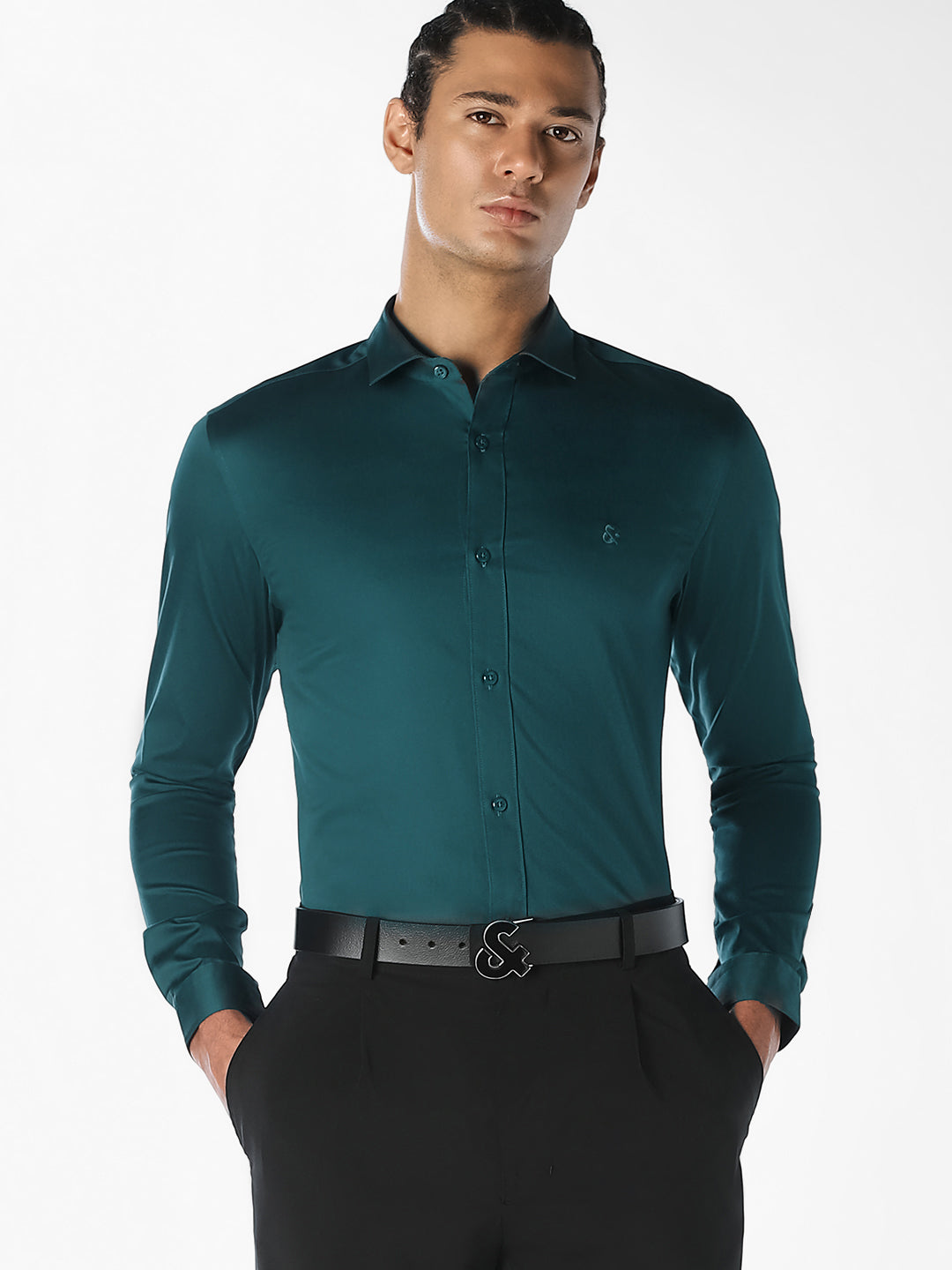 Dark Green Formal Full Sleeves Shirt