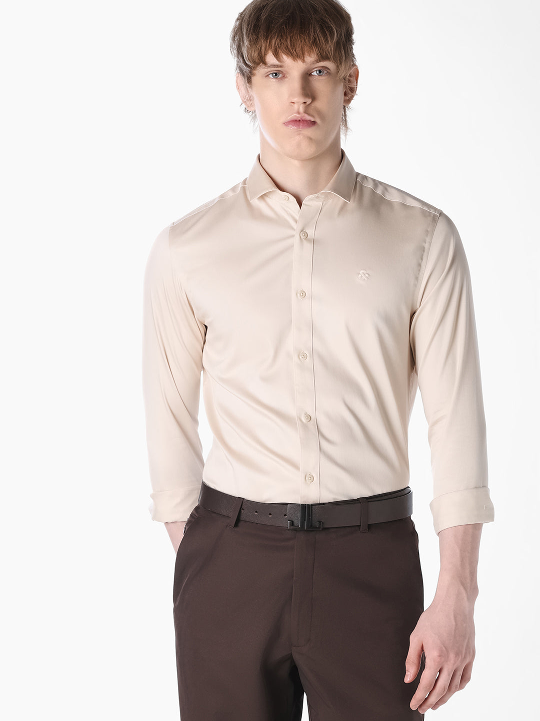 Beige embroidered logo Shirt