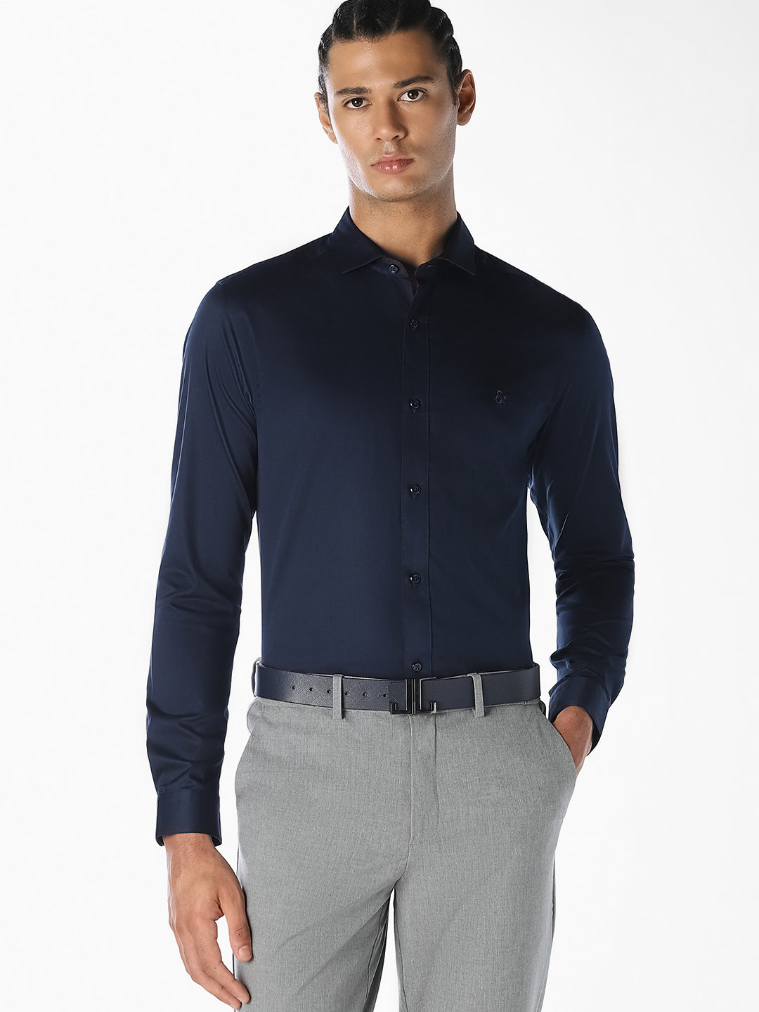 Navy Blue Formal Full Sleeves Shirt