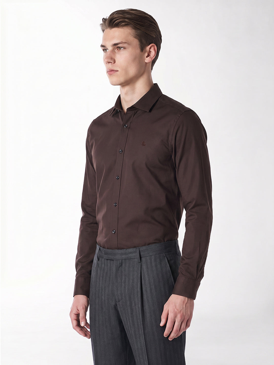Brown embroidered logo Shirt