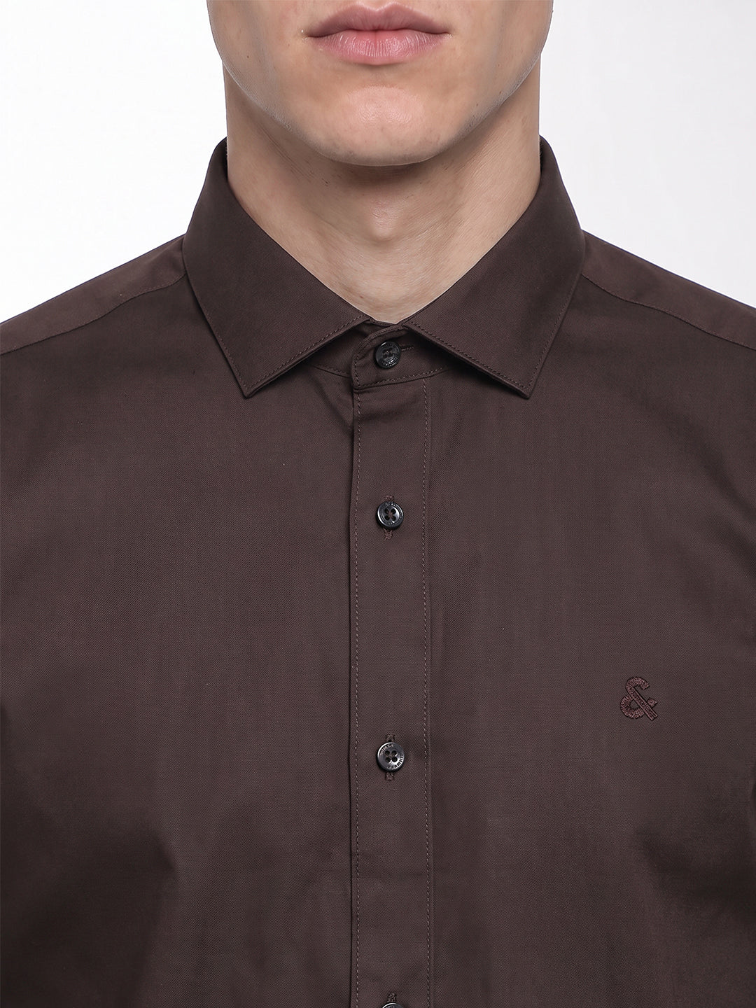 Brown embroidered logo Shirt