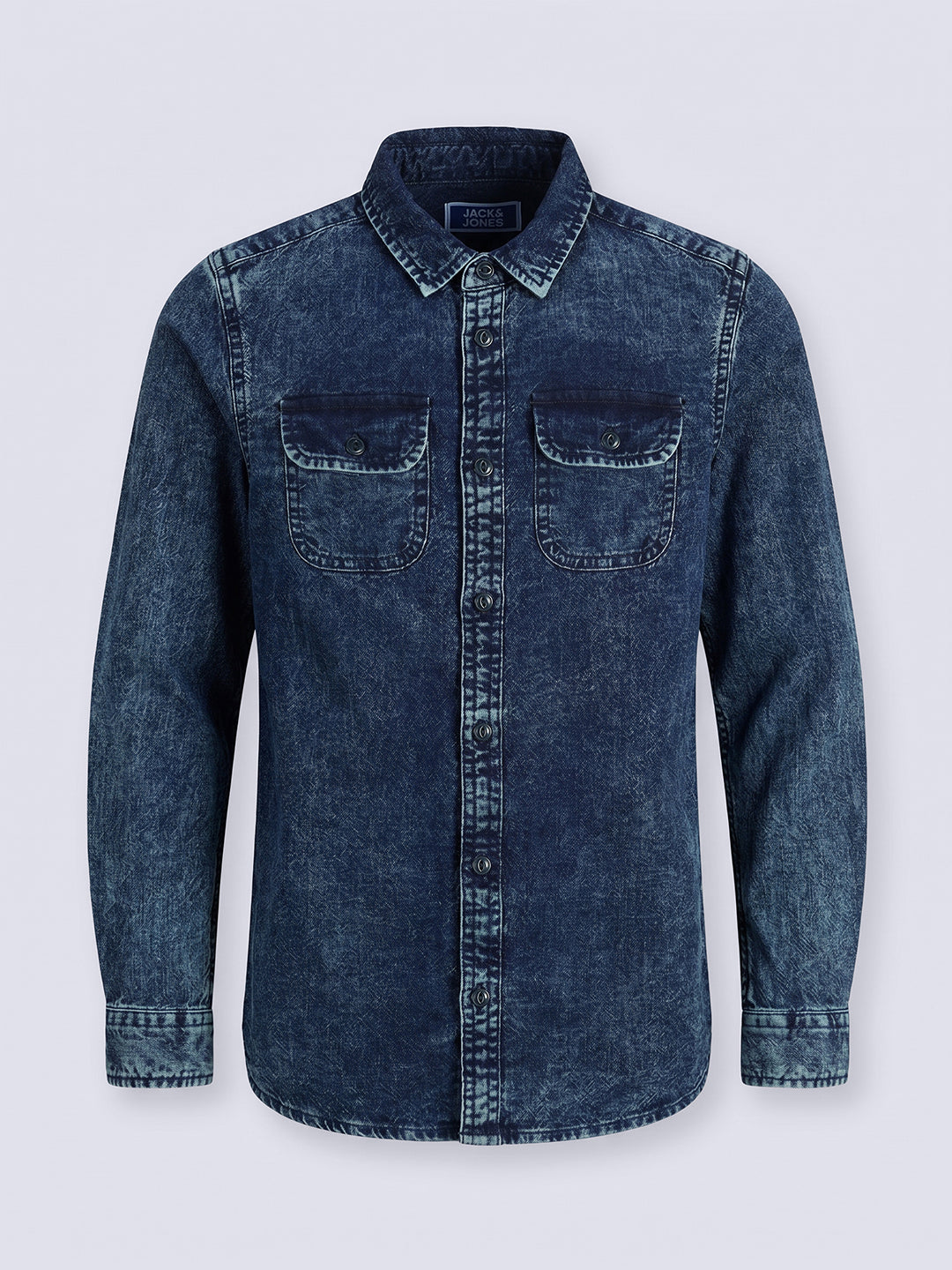 Boys Dark Blue Cotton Denim Shirt