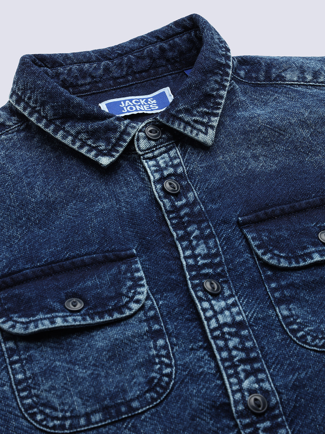 Boys Dark Blue Cotton Denim Shirt