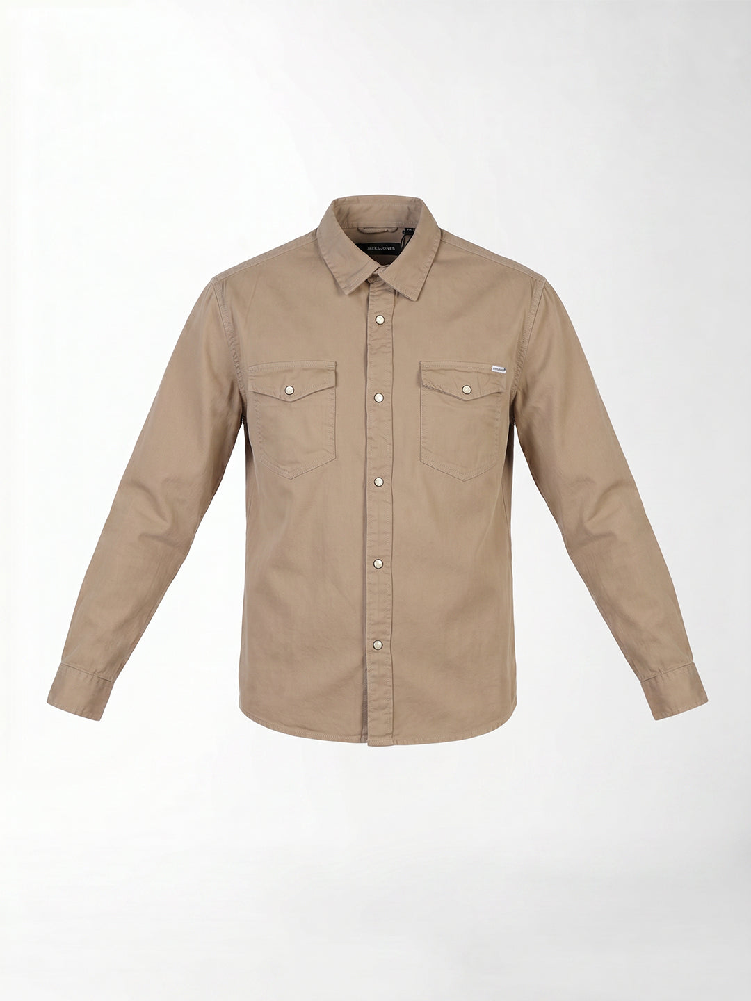 Beige Cotton Full Sleeves Shirt