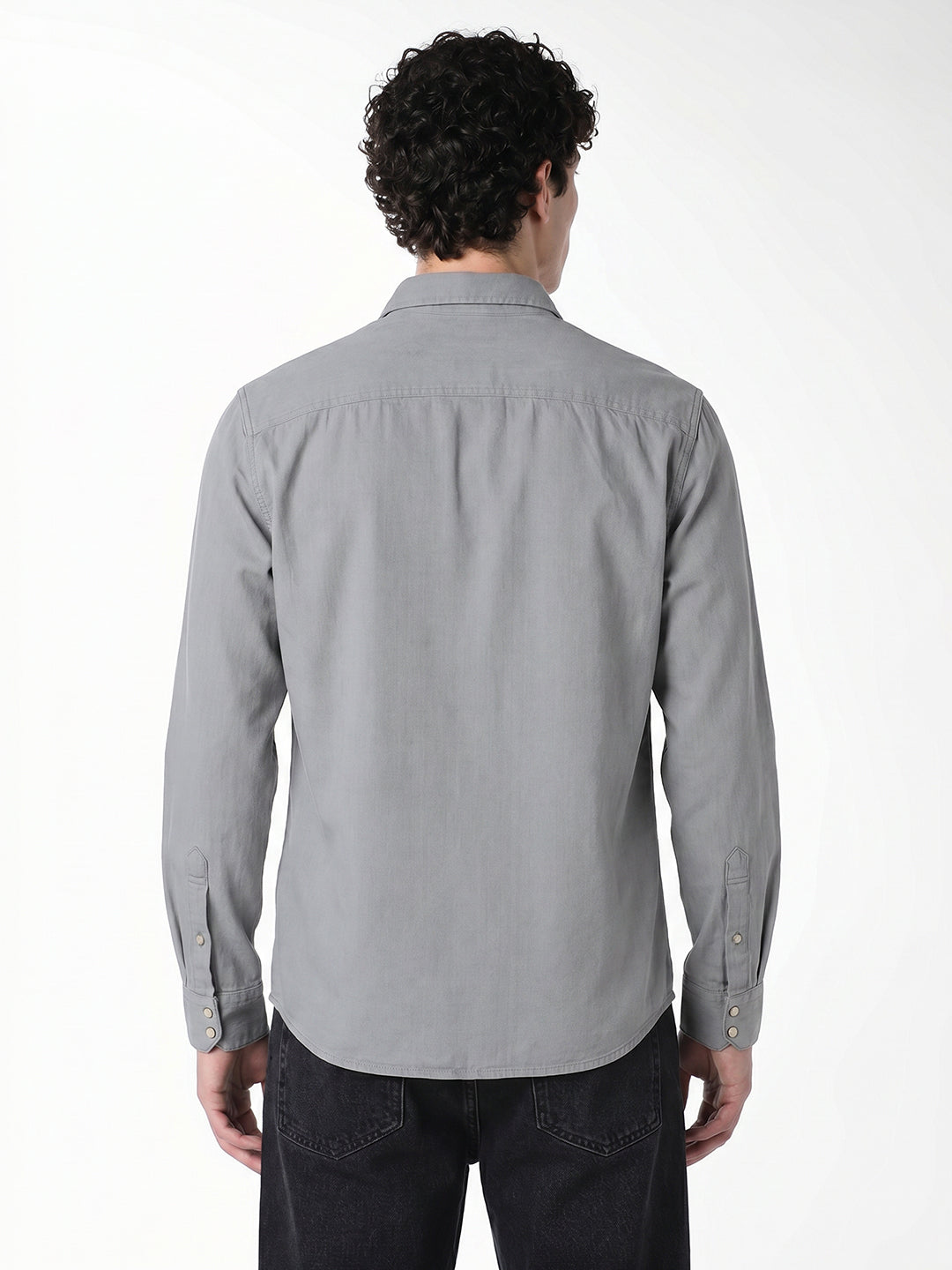 Grey Cotton Full Sleeves Shirt