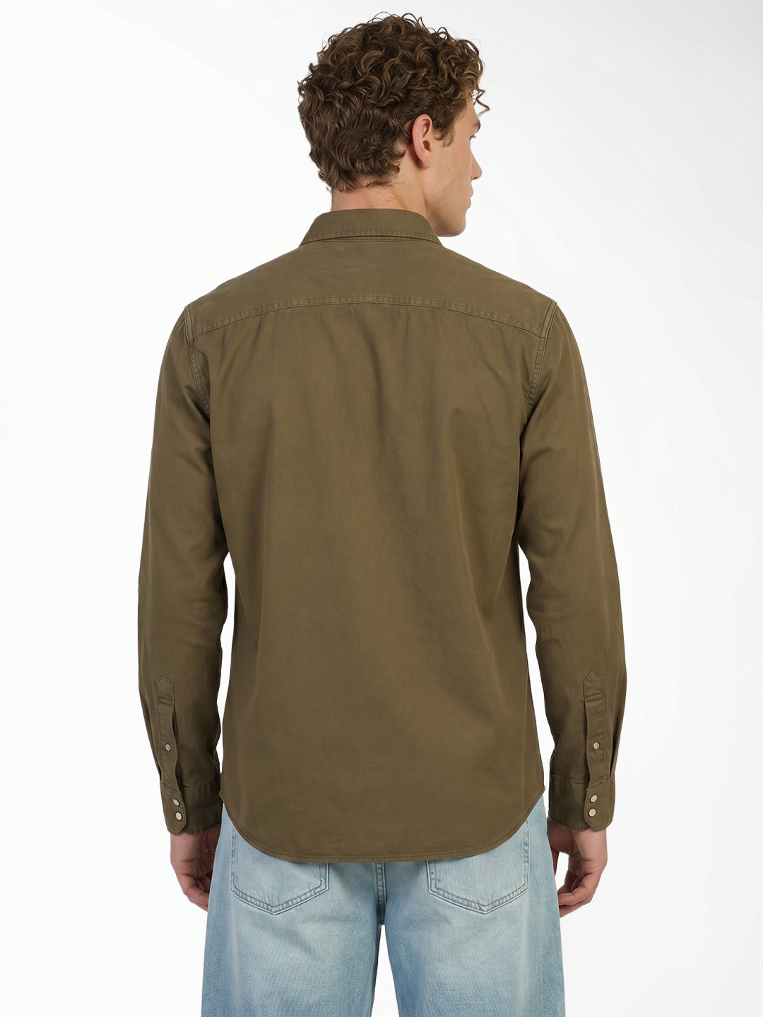 Green Cotton Full Sleeves Shirt