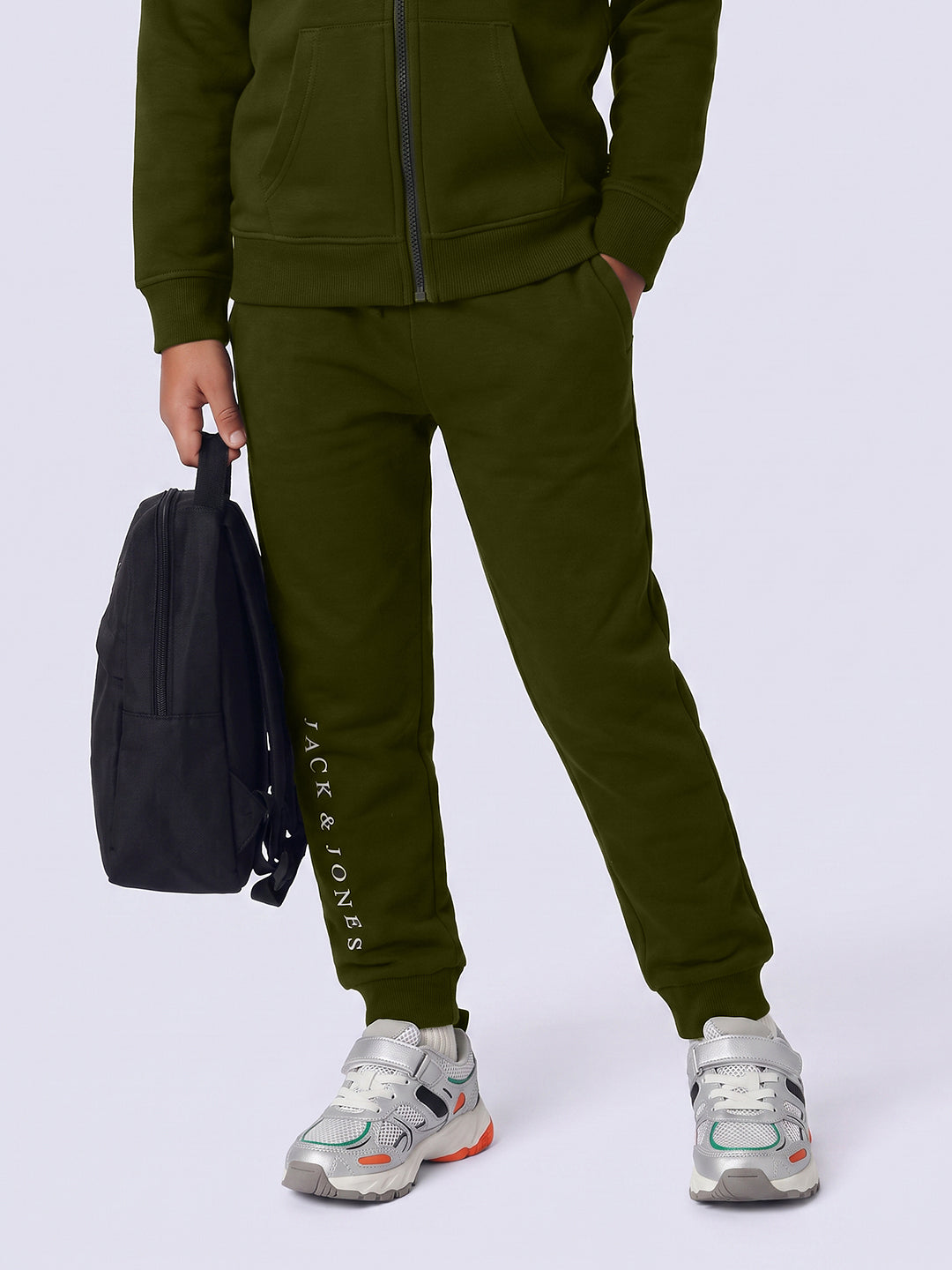 Boys Green Regular Fit Joggers