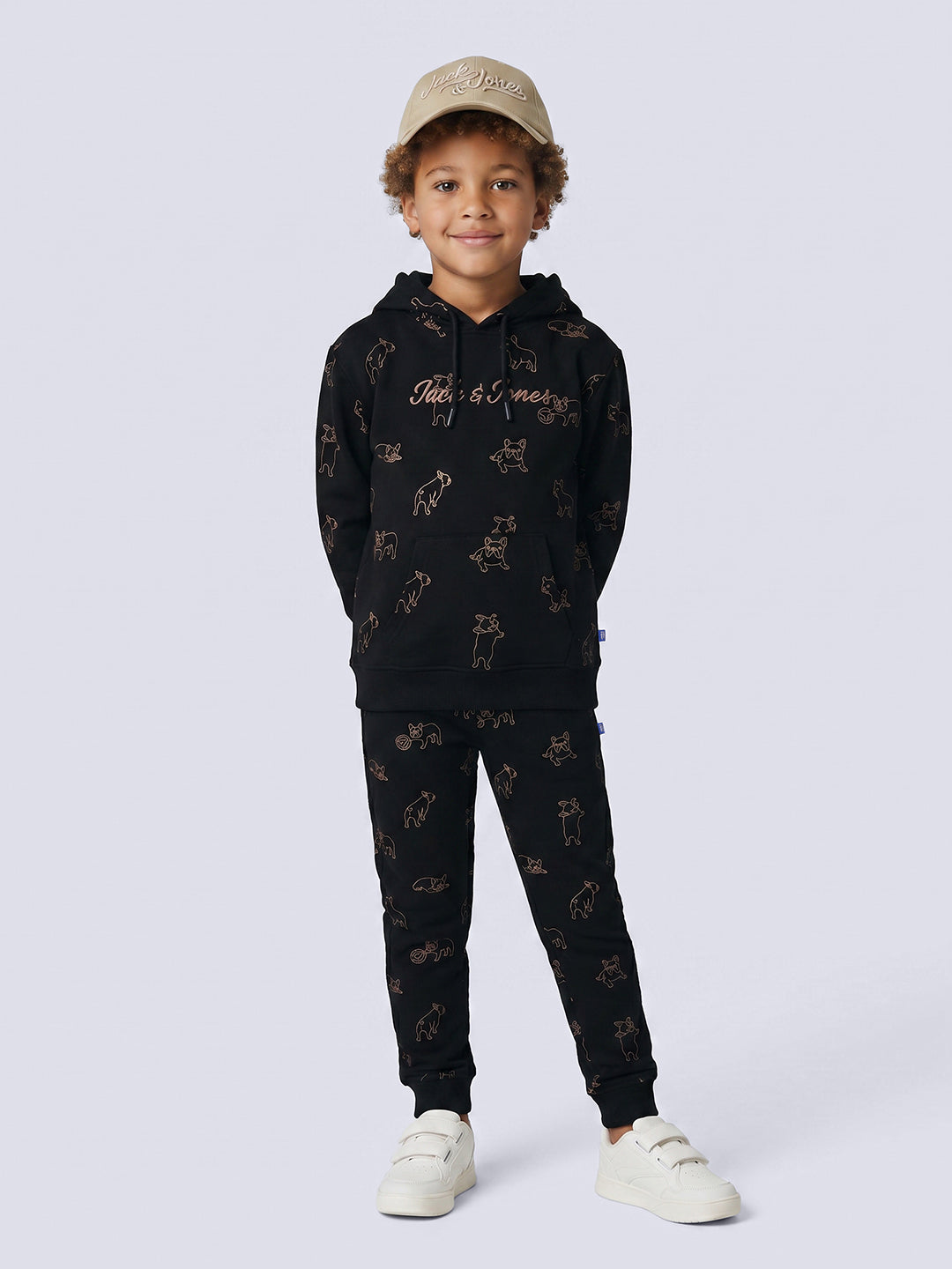 Boys Black Printed Sweatpants