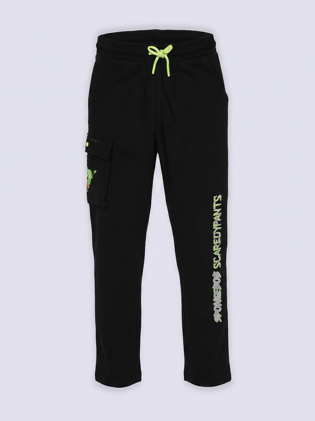 Boys Black Printed Sweatpants