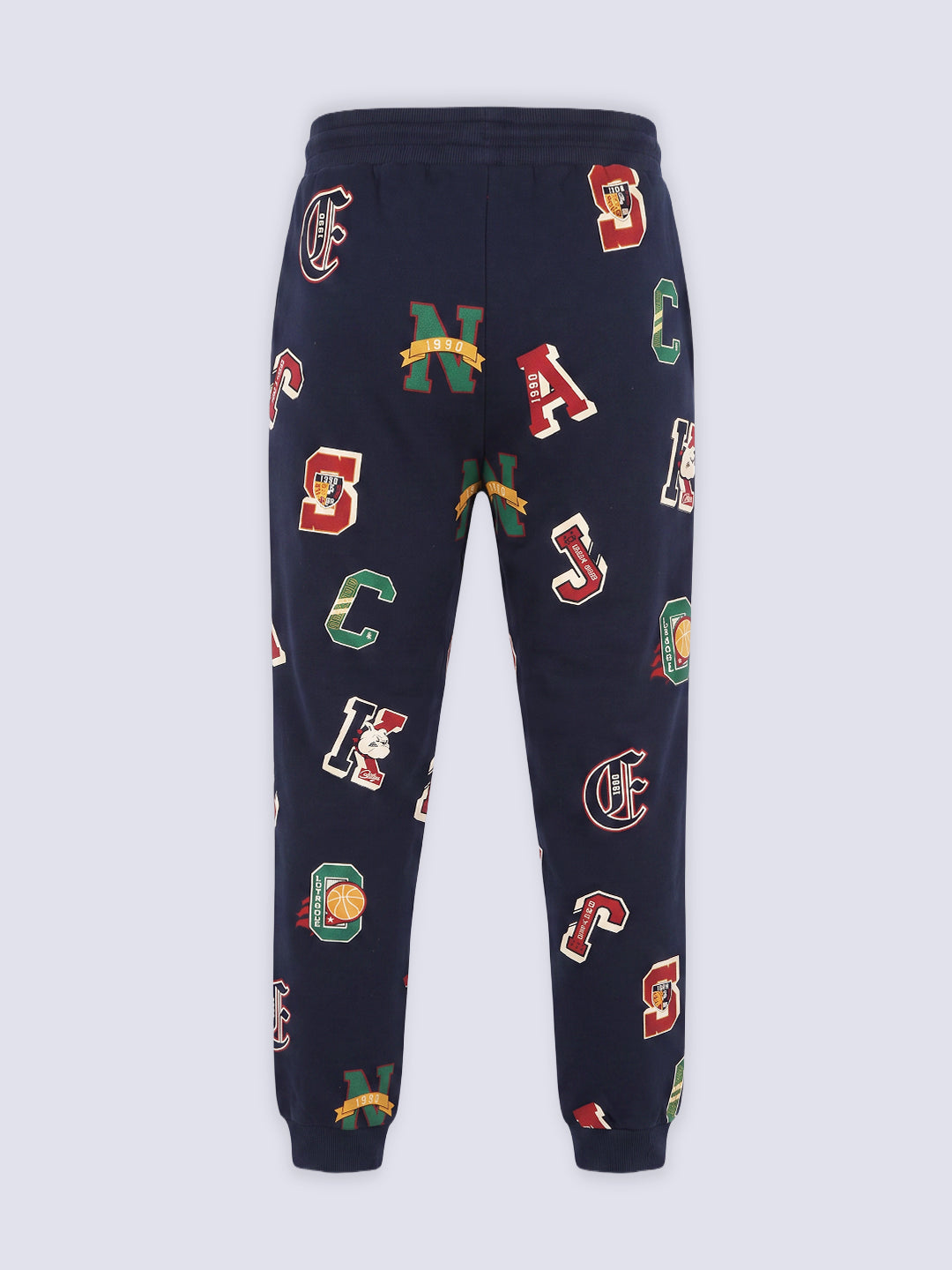 Boys Blue Printed Varsity Joggers