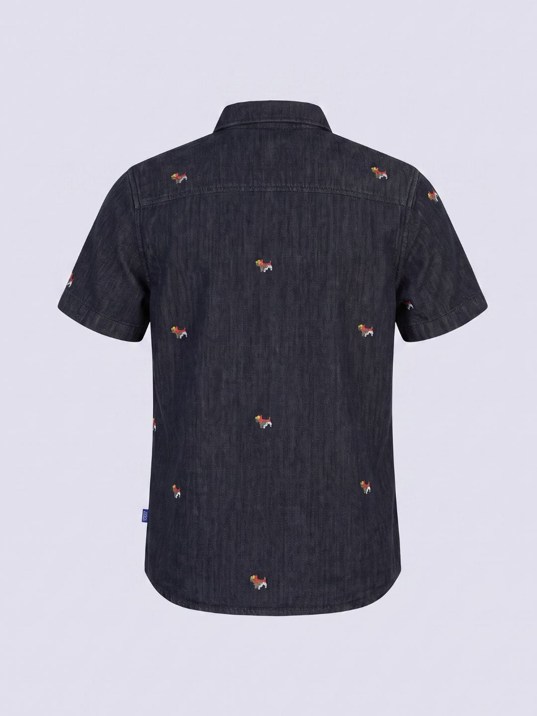 Boys Dark Blue Embroidered Shirts