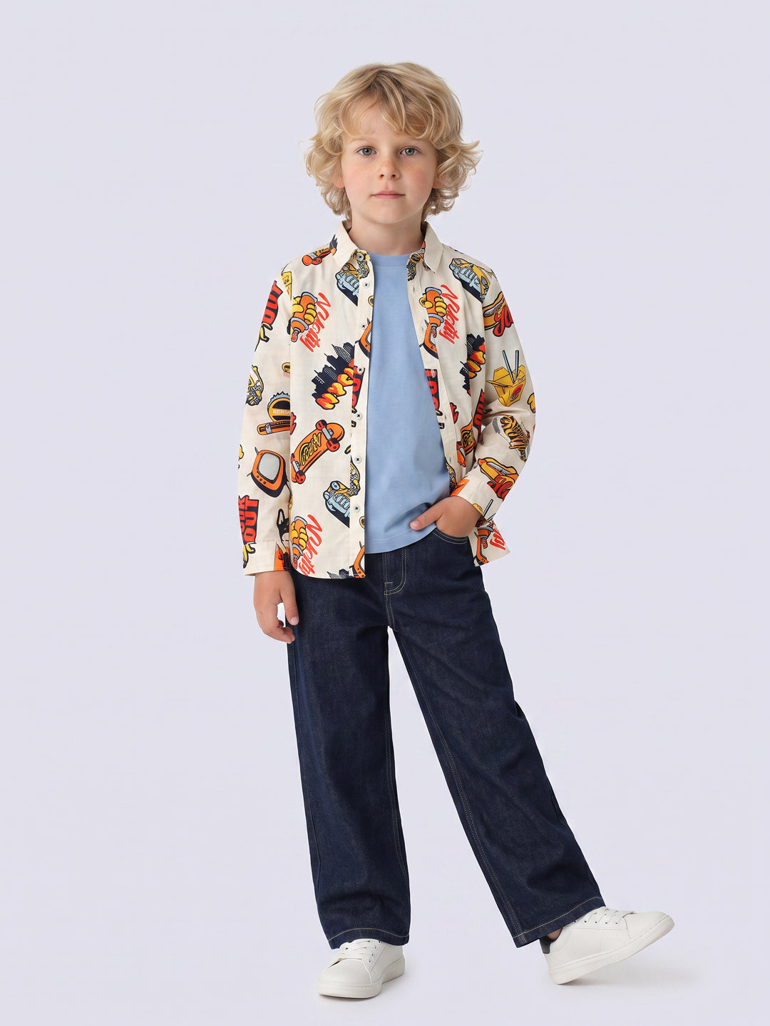 Boys Printed Cotton Shirt