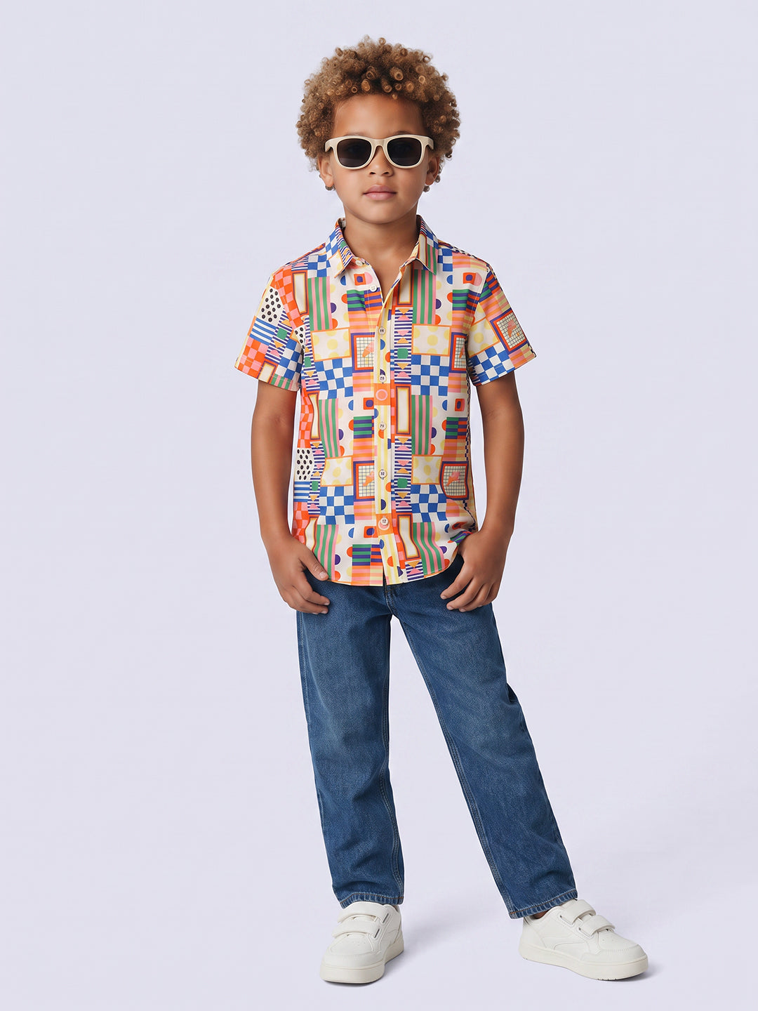 Boys Geometric Print Shirt