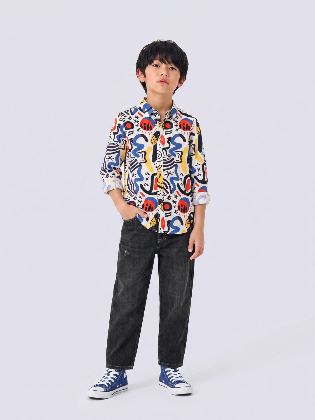 Boys Multi-Colour Printed Shirt