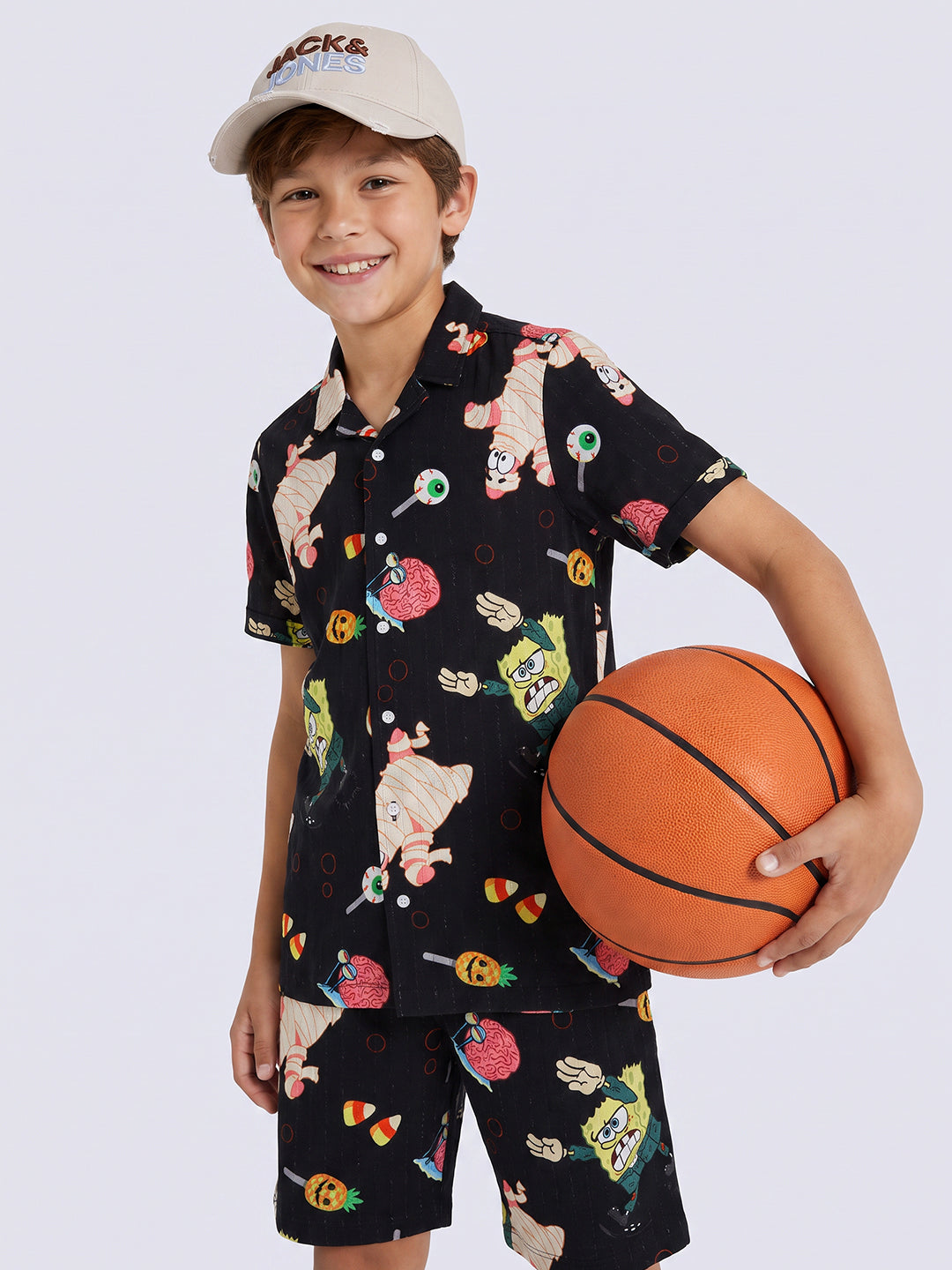 Boys Black SpongeBob Print Shirt
