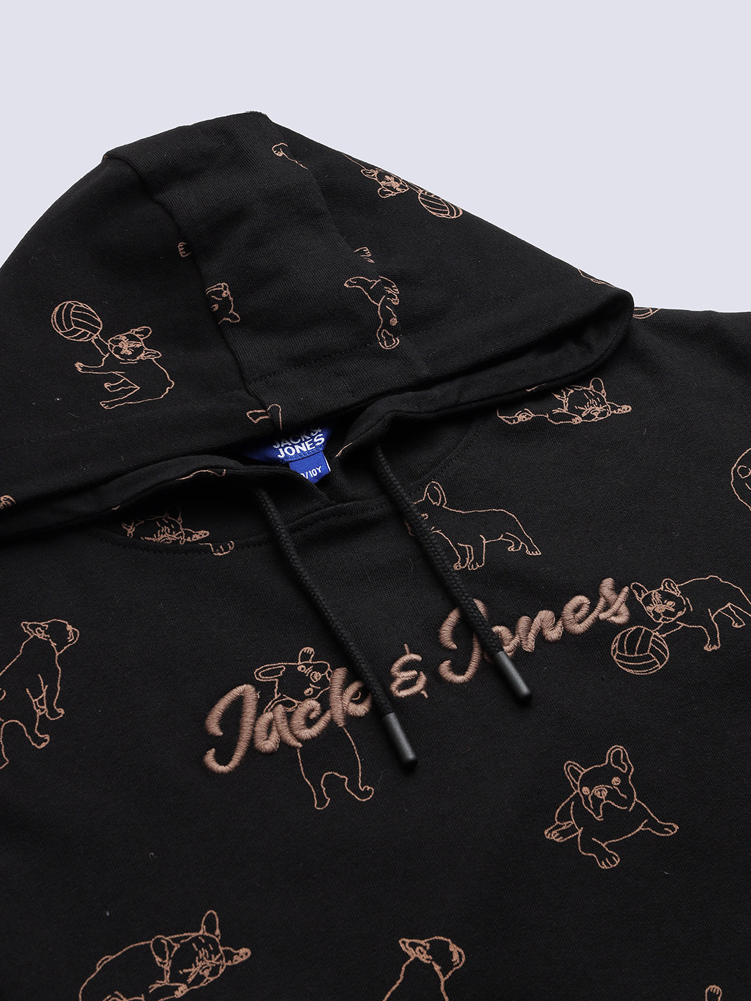 Boys Black Printed Hoodie