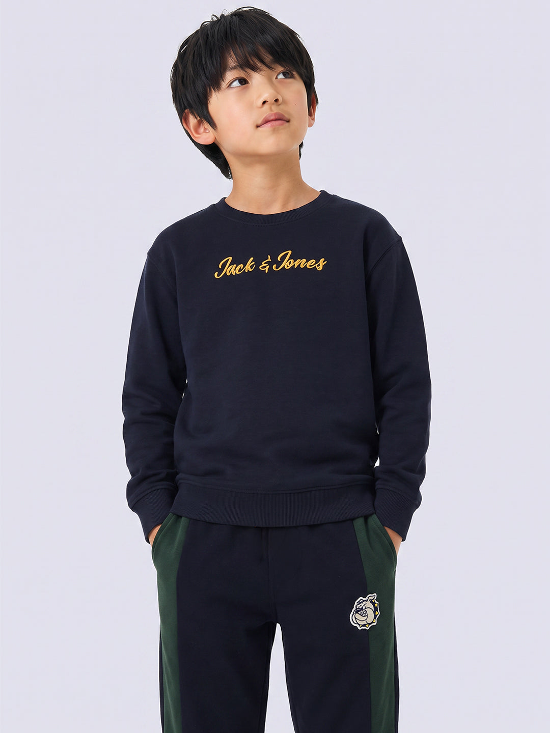 Boys Blue Embroidered Print Sweatshirt