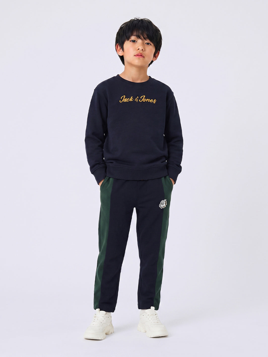 Boys Blue Embroidered Print Sweatshirt