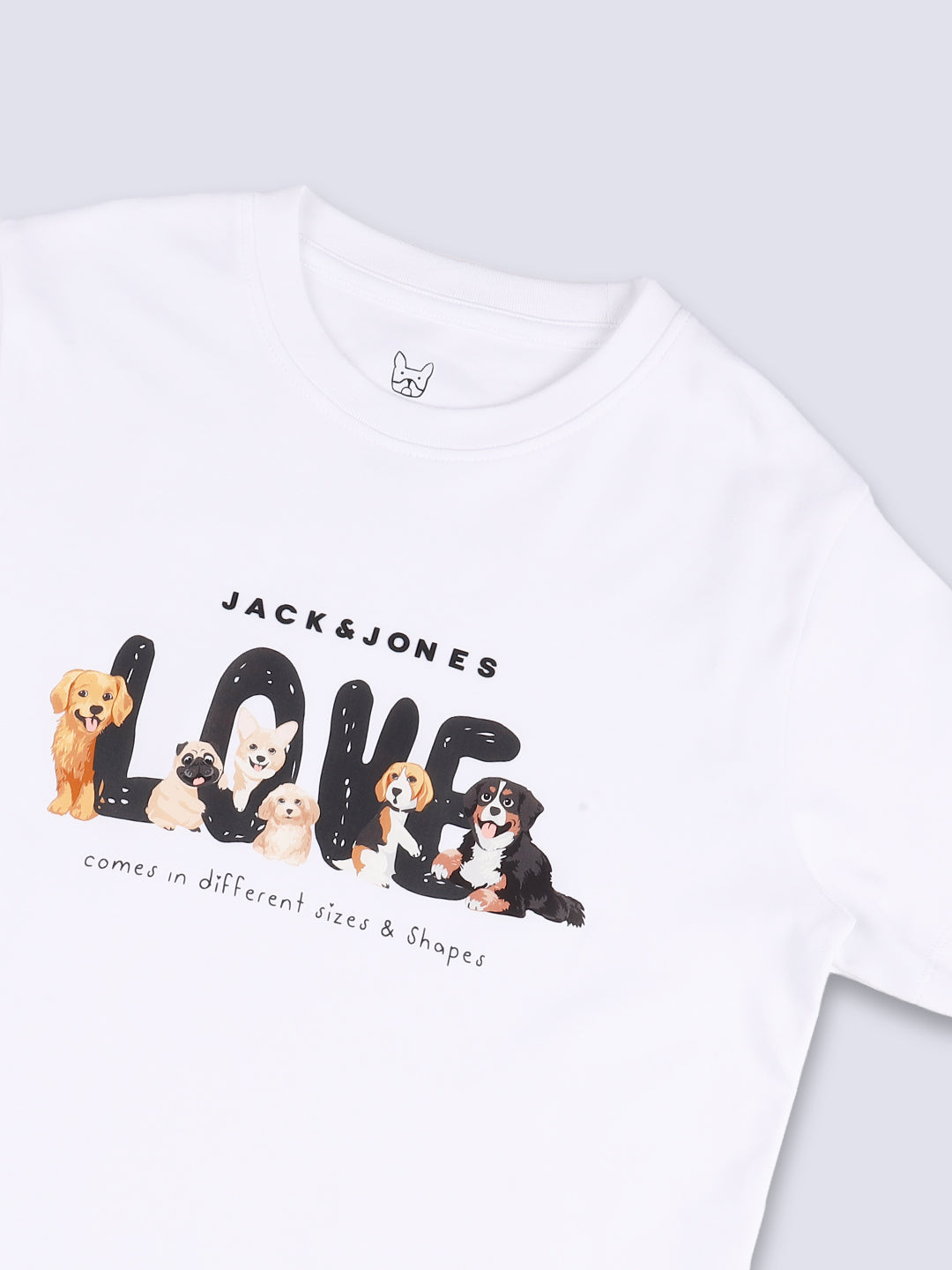 Boys White Printed Cotton T-shirt