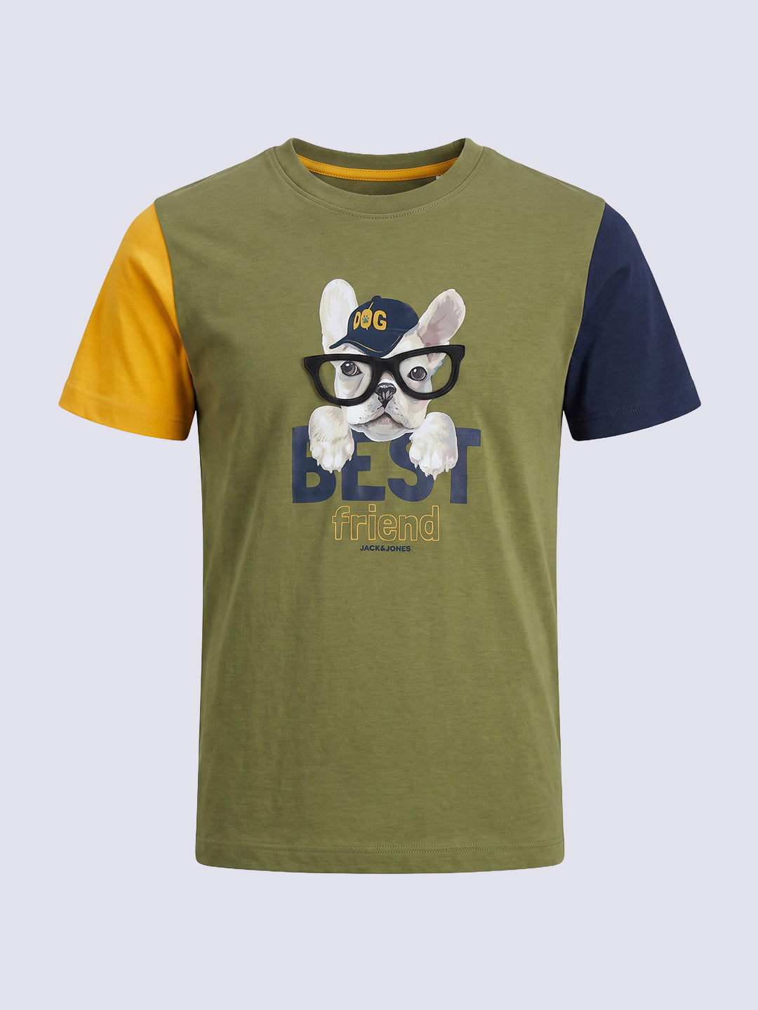 Boys Green Printed Cotton T-shirt