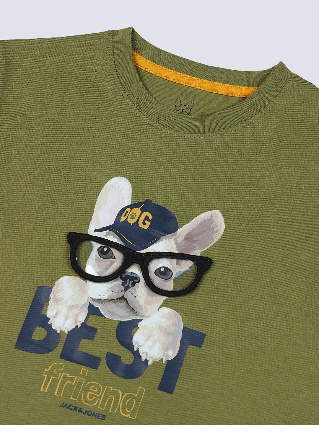 Boys Green Printed Cotton T-shirt