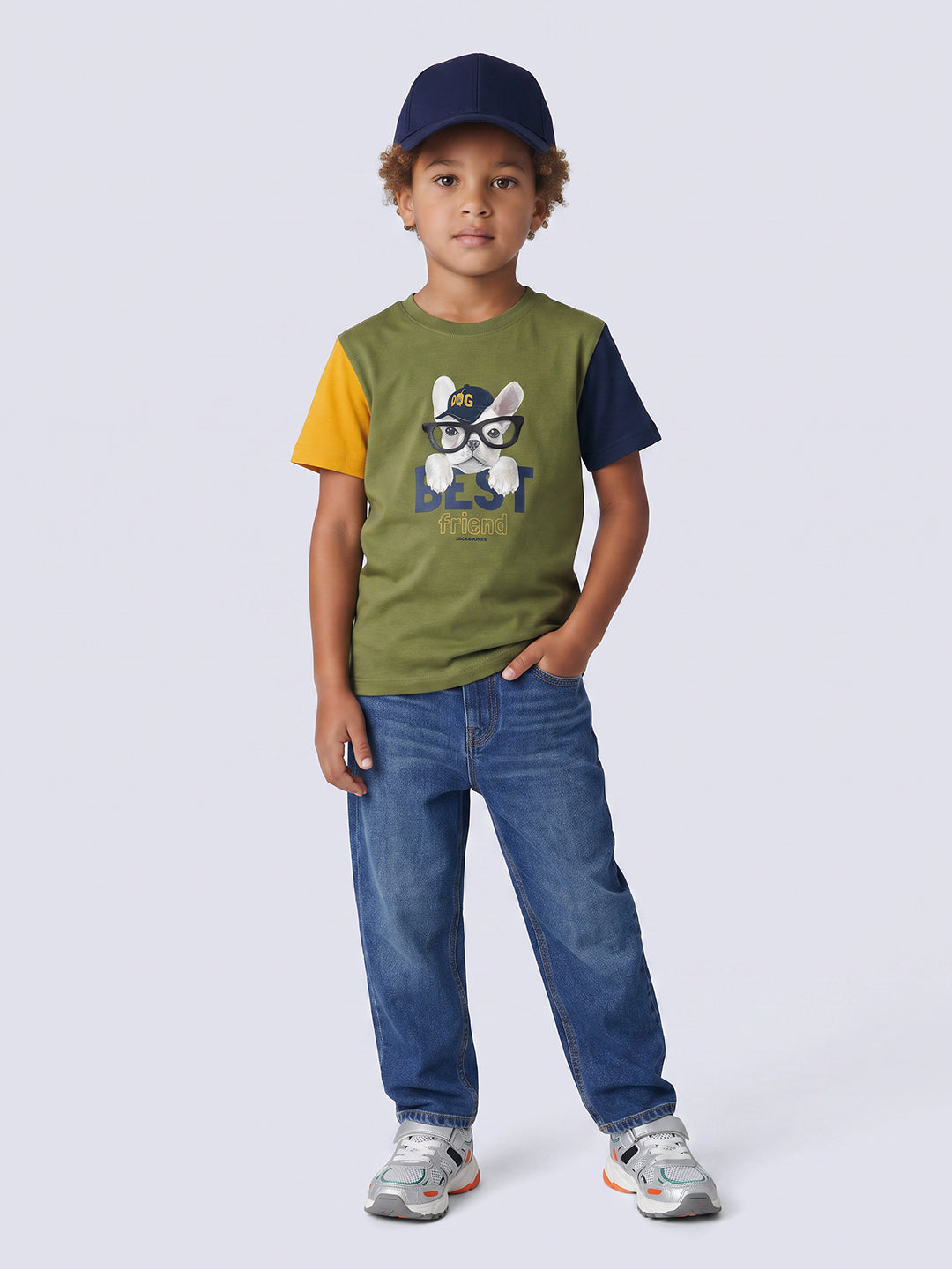Boys Green Printed Cotton T-shirt