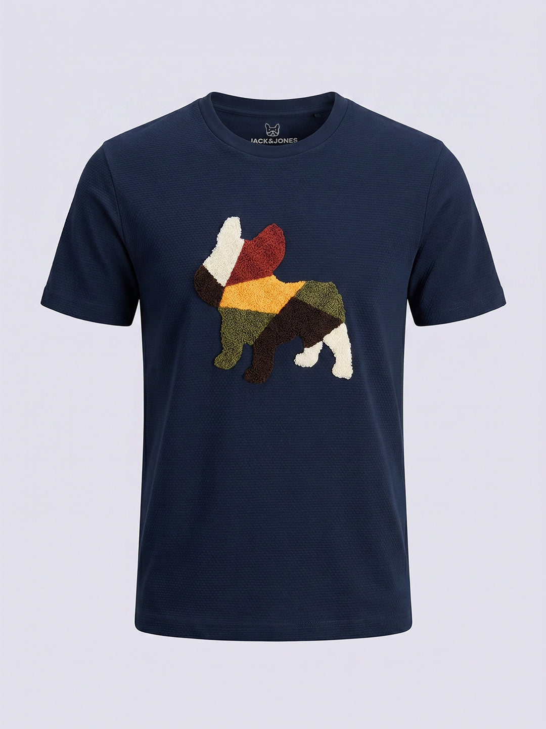 Boys Navy Blue Dog Print T-shirt