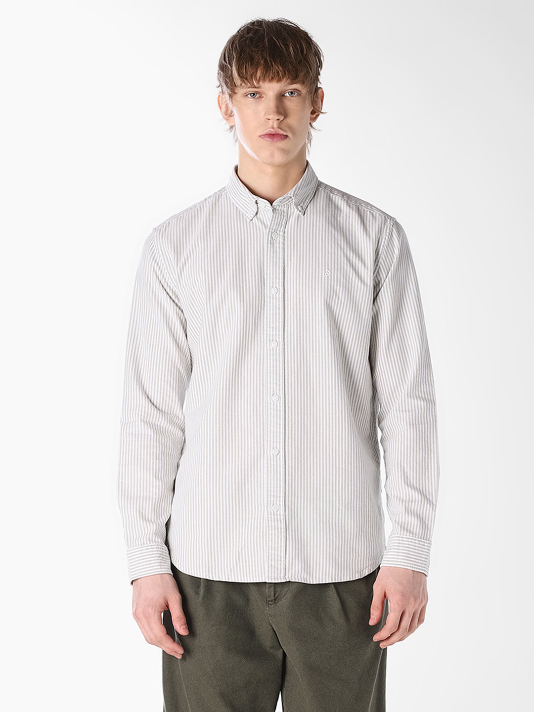Striped Button Down Collar Shirt