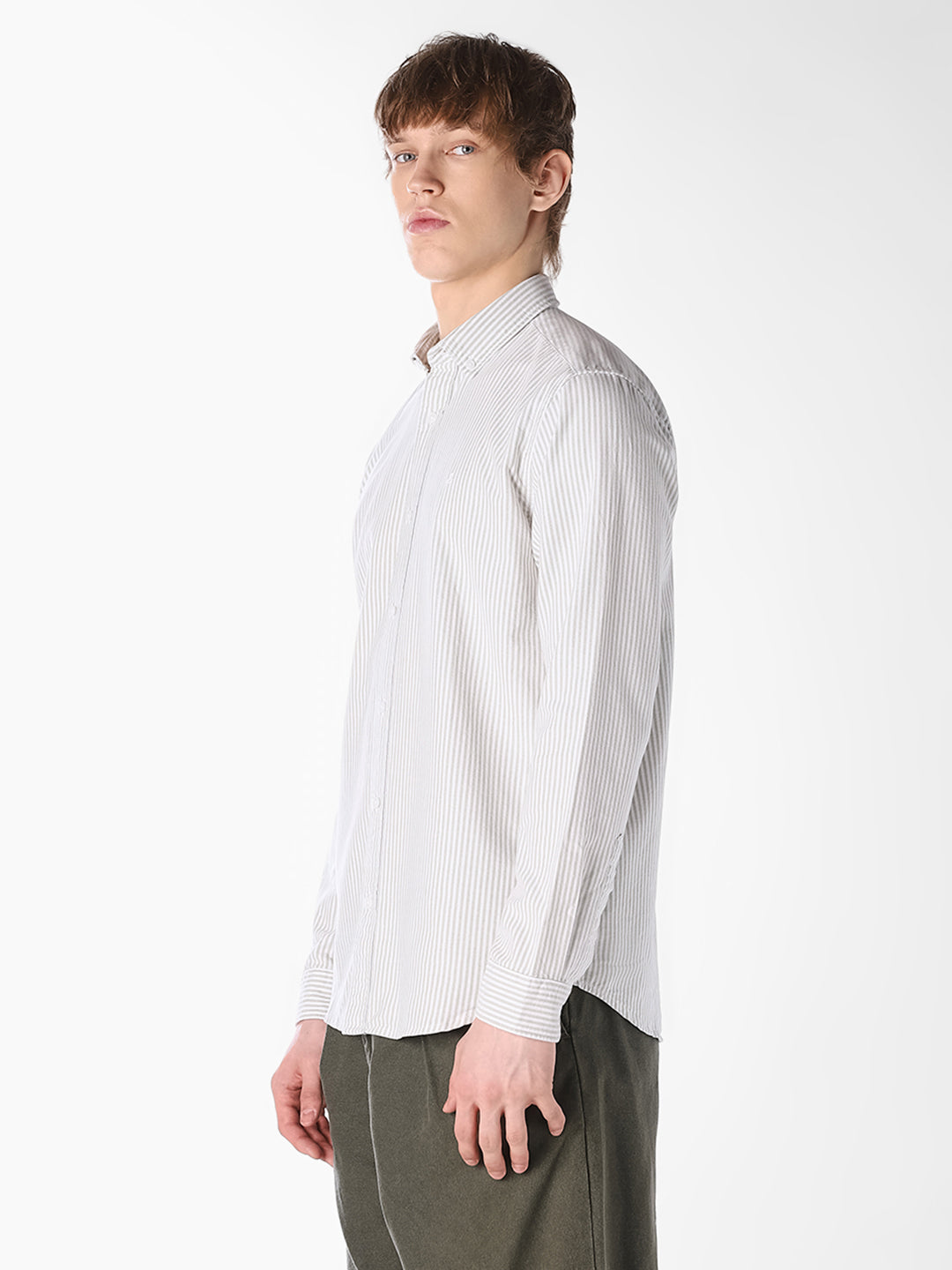 Striped Button Down Collar Shirt