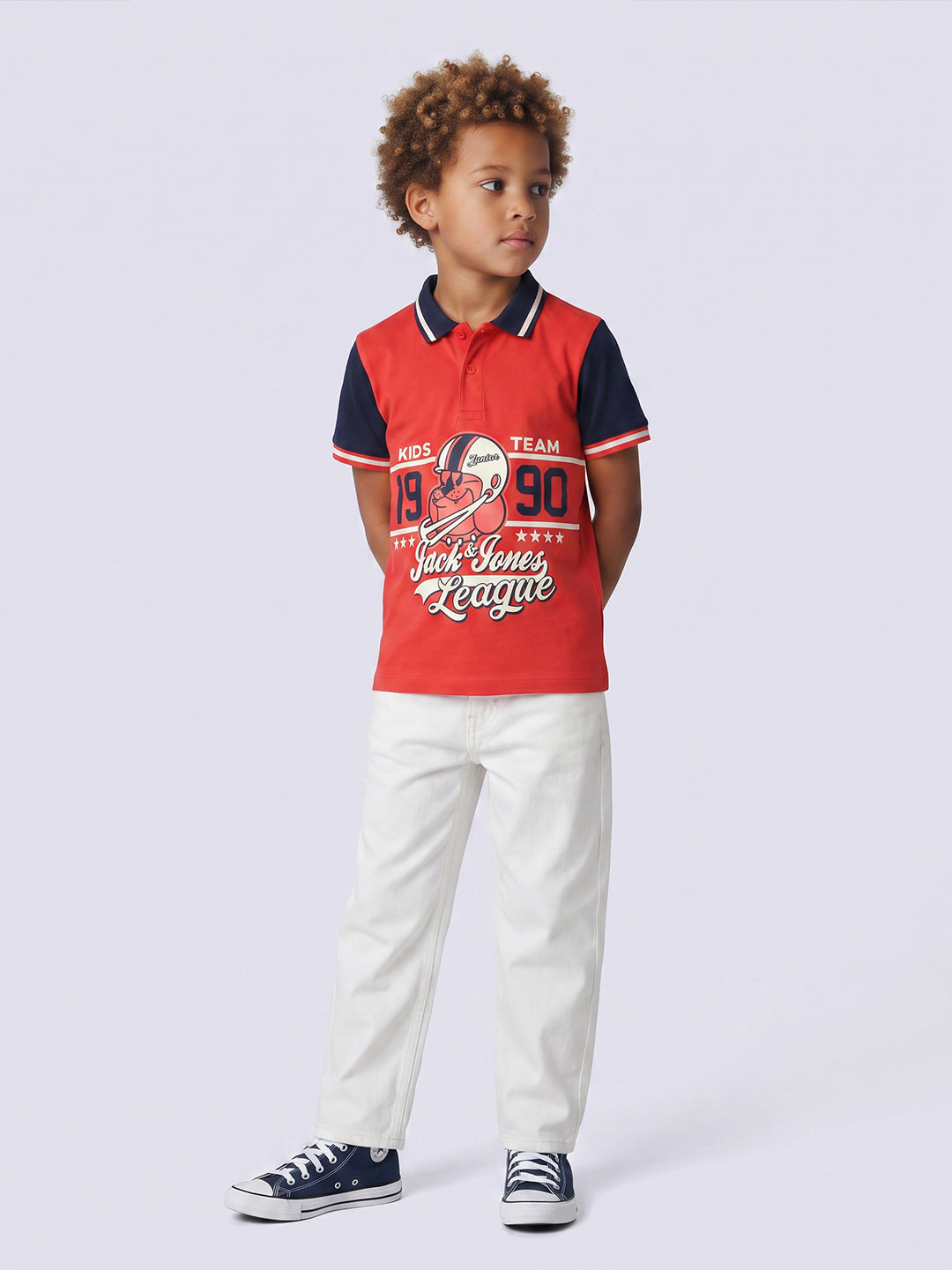 Boys Red Colourblocked Polo