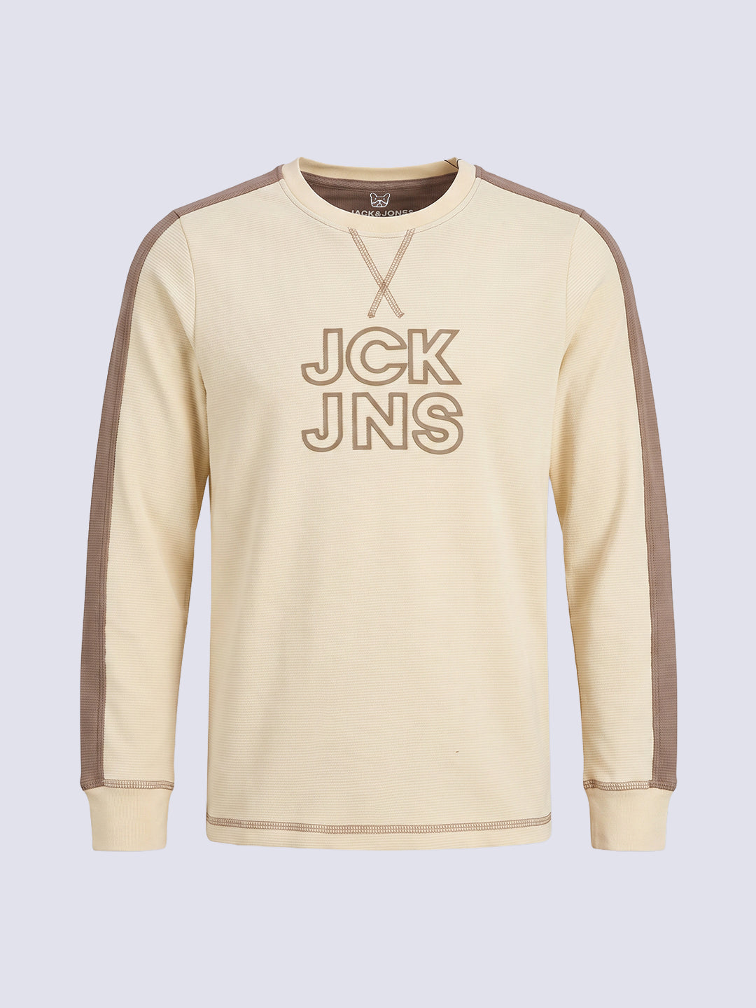 Boys Beige Contrast Stitch T-shirt