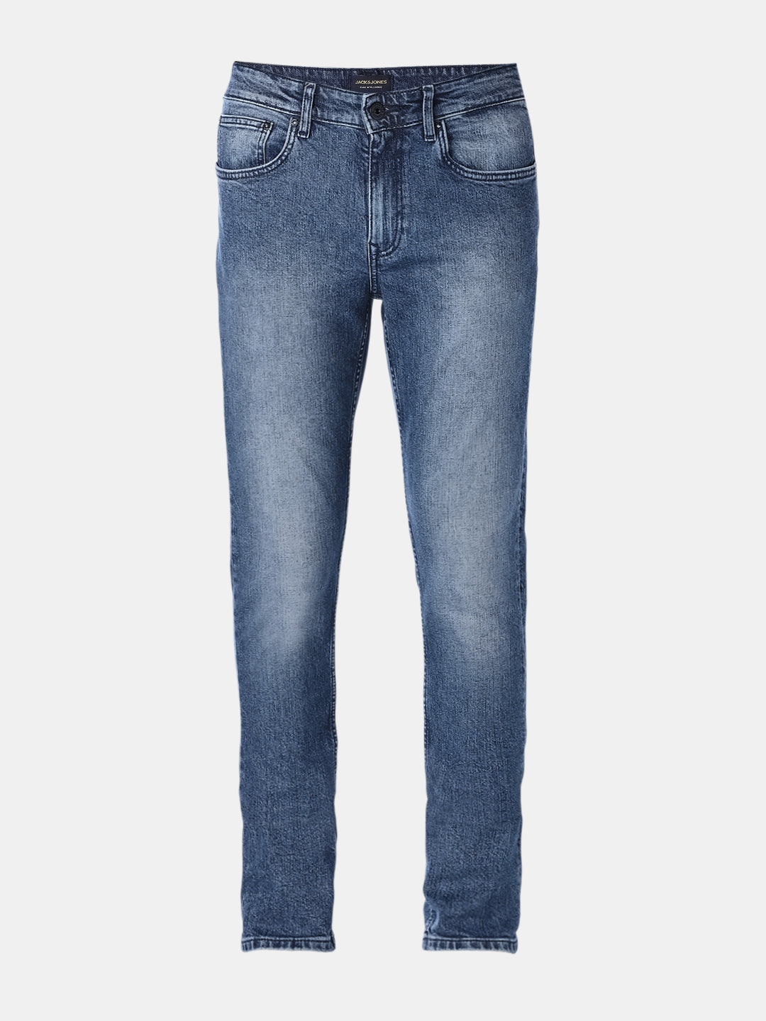 Blue Cotton Blend Slim Fit Jeans