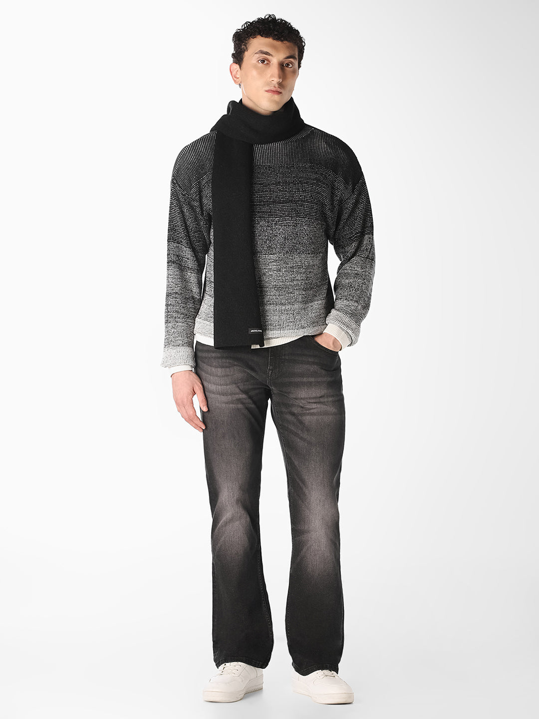 Black Washed Cliff Bootcut Jeans
