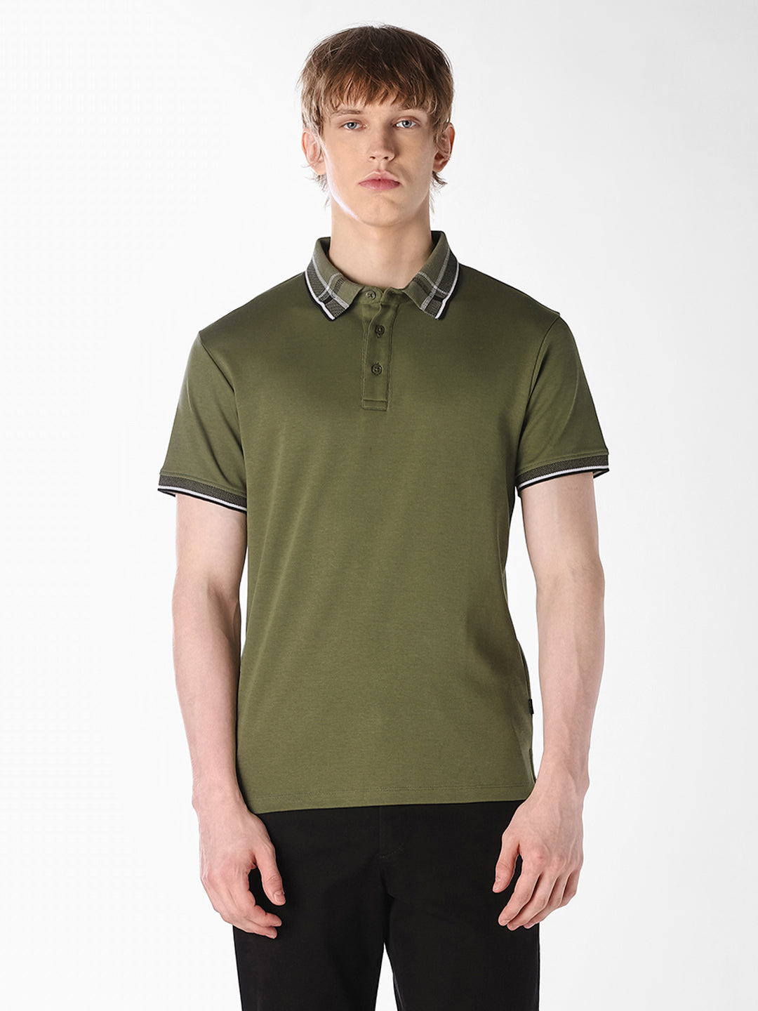 Olive Green Contrast Tipping Polo
