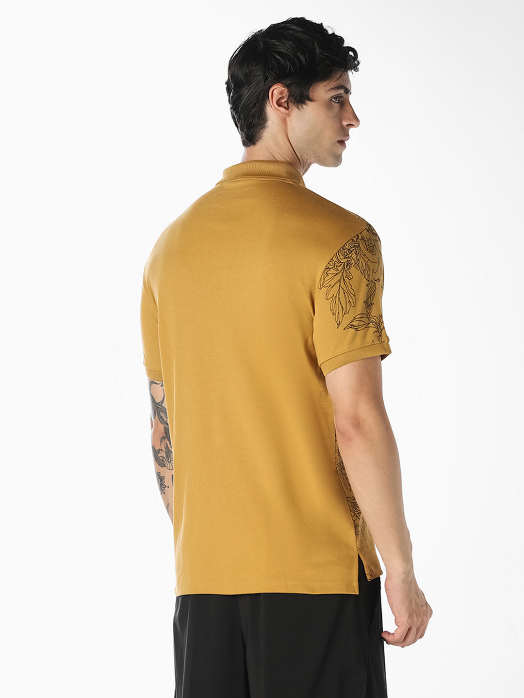 Brown Floral Cotton Polo