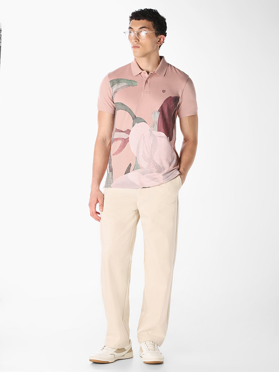 Lilac Printed Cotton Polo