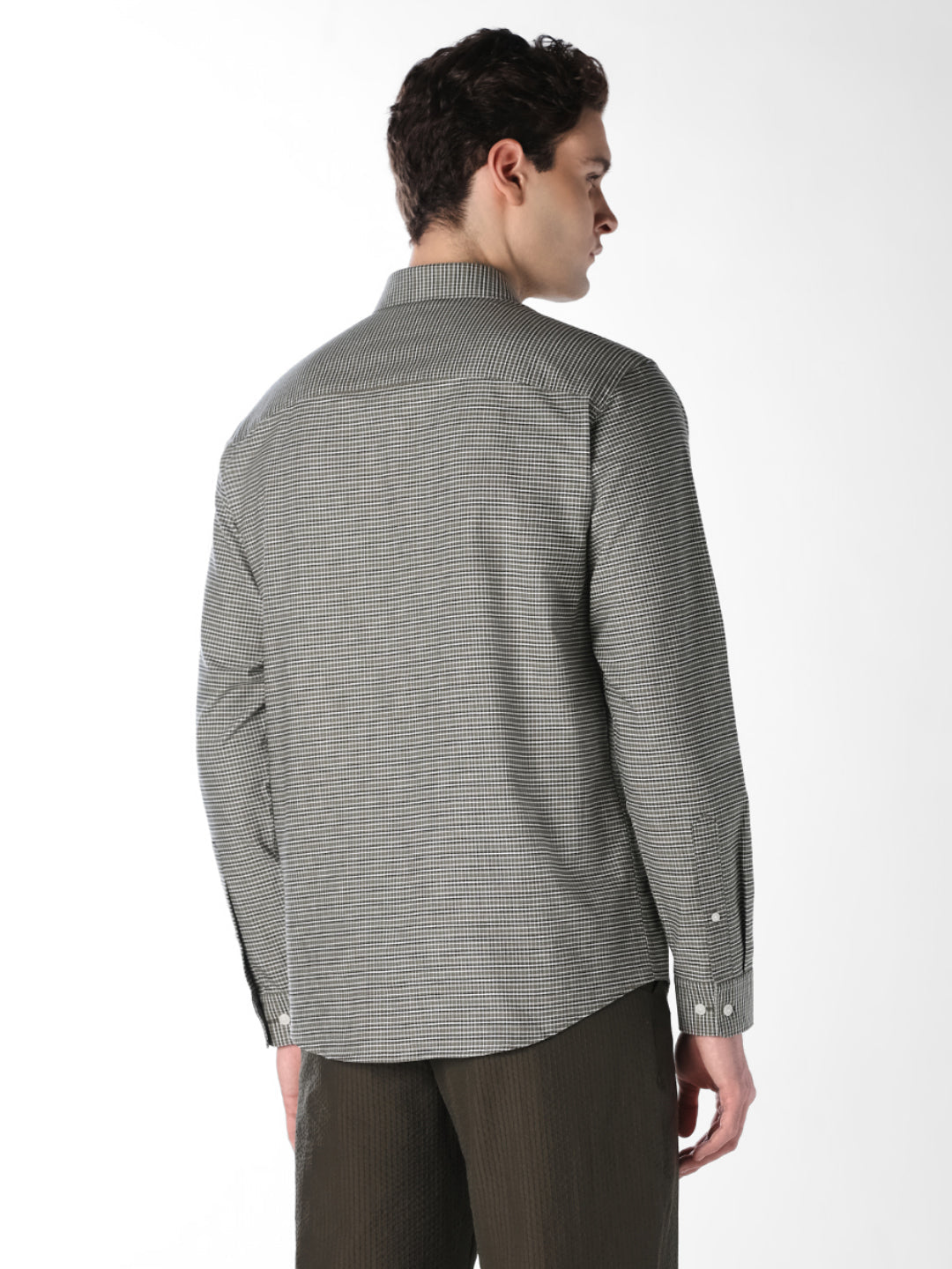 Brushed Micro Check Cotton Shirt
