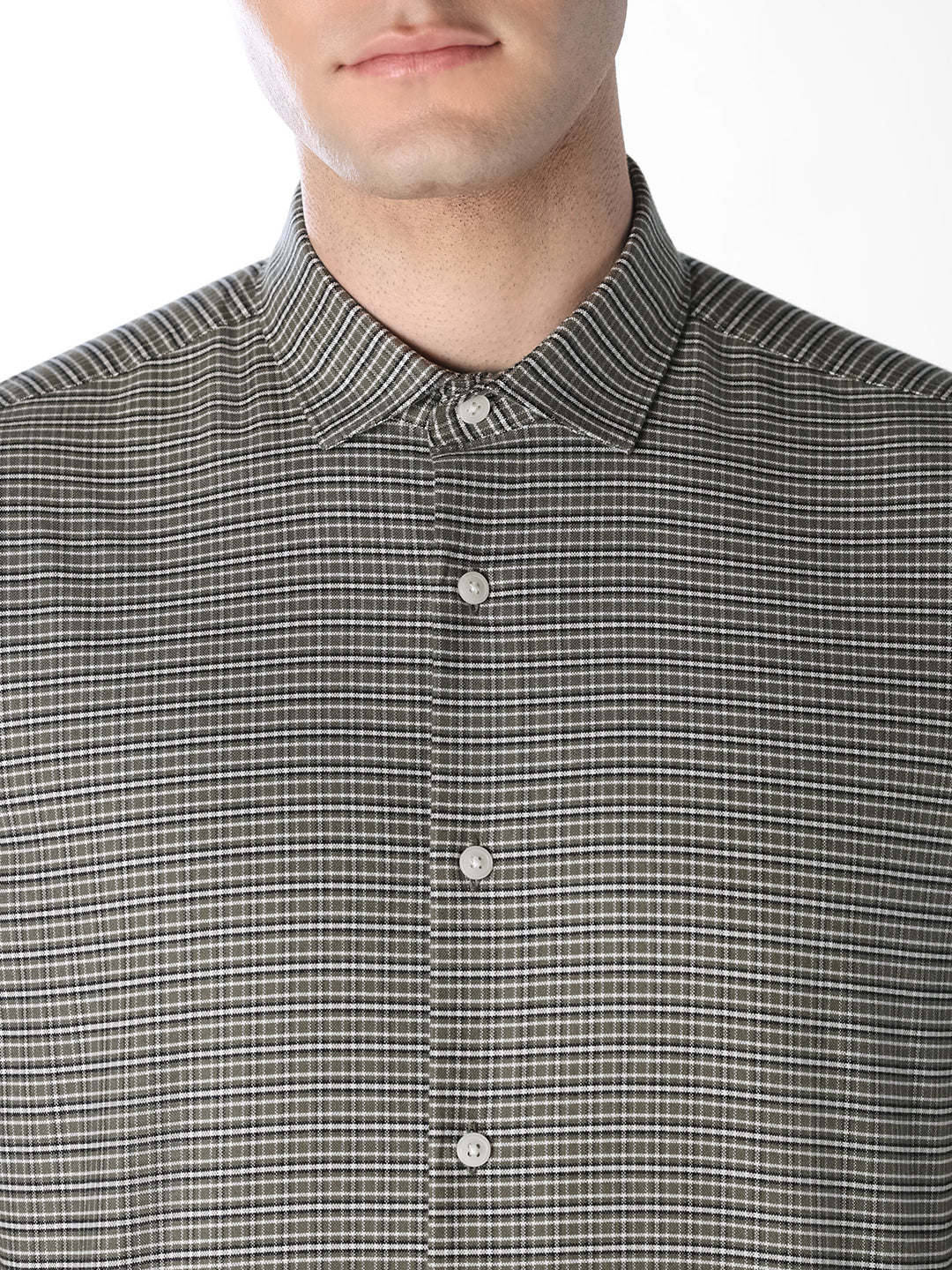 Brushed Micro Check Cotton Shirt