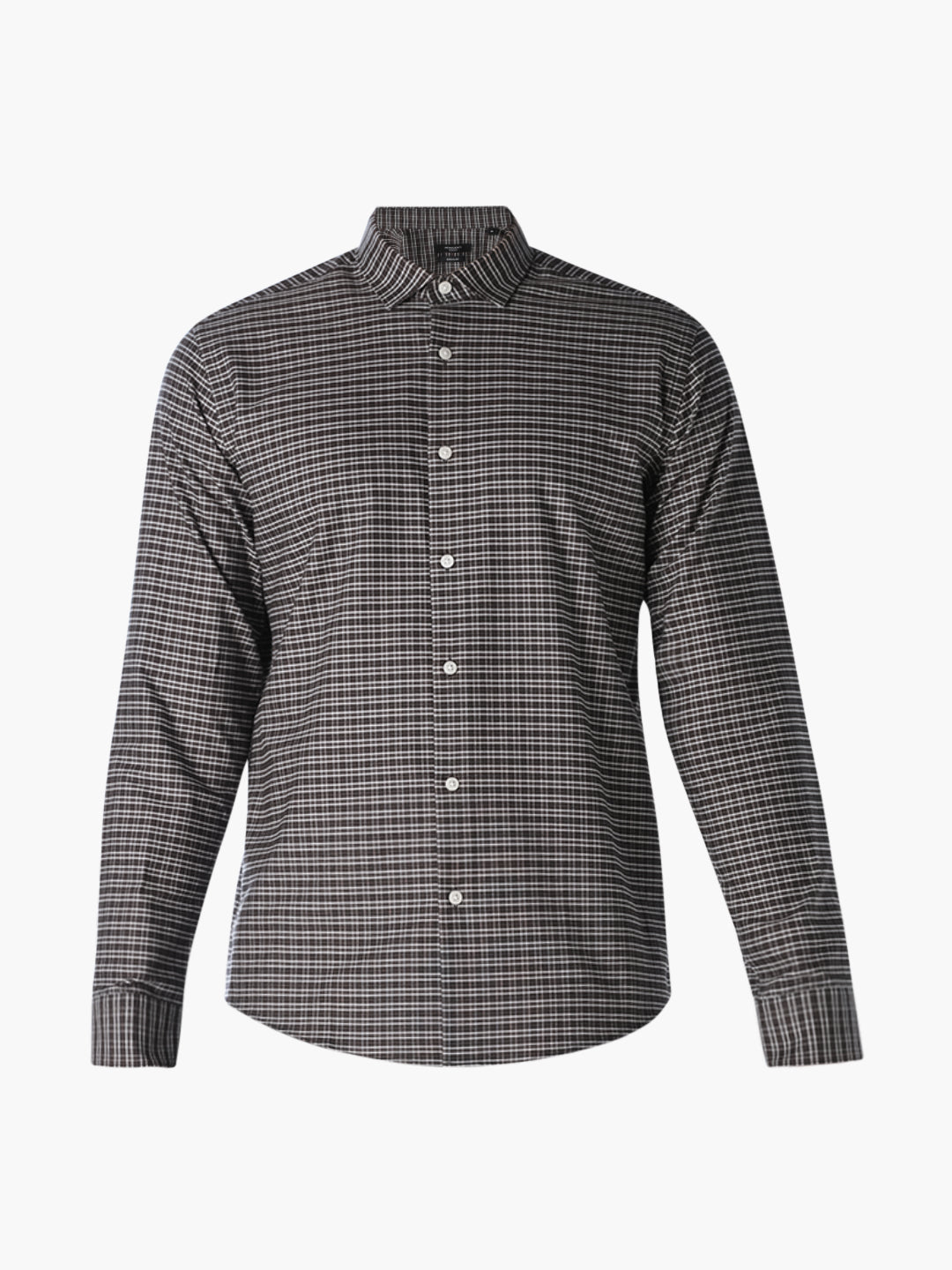 Brown Micro Check Cotton Shirt