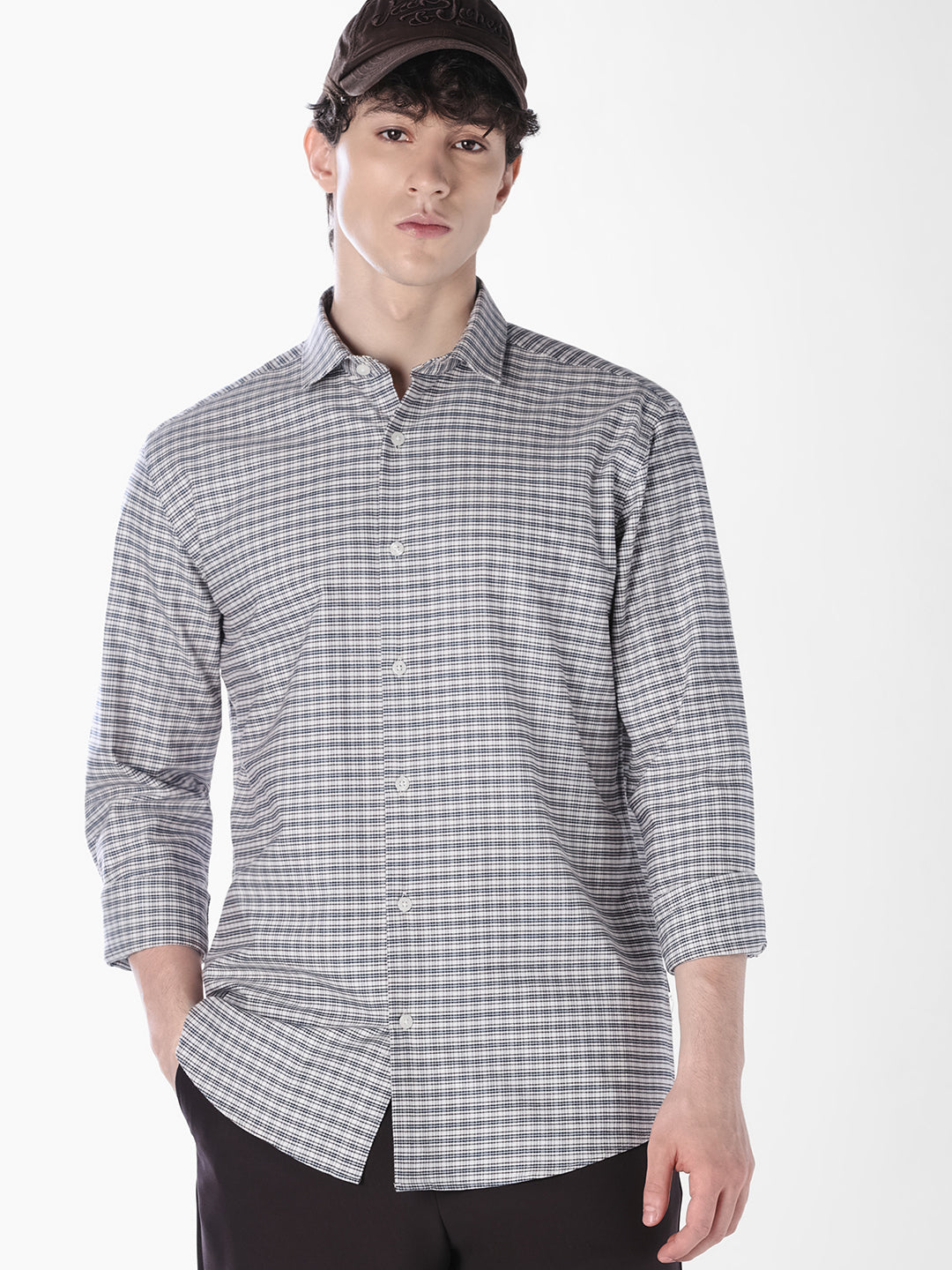 Micro Check Cotton Shirt