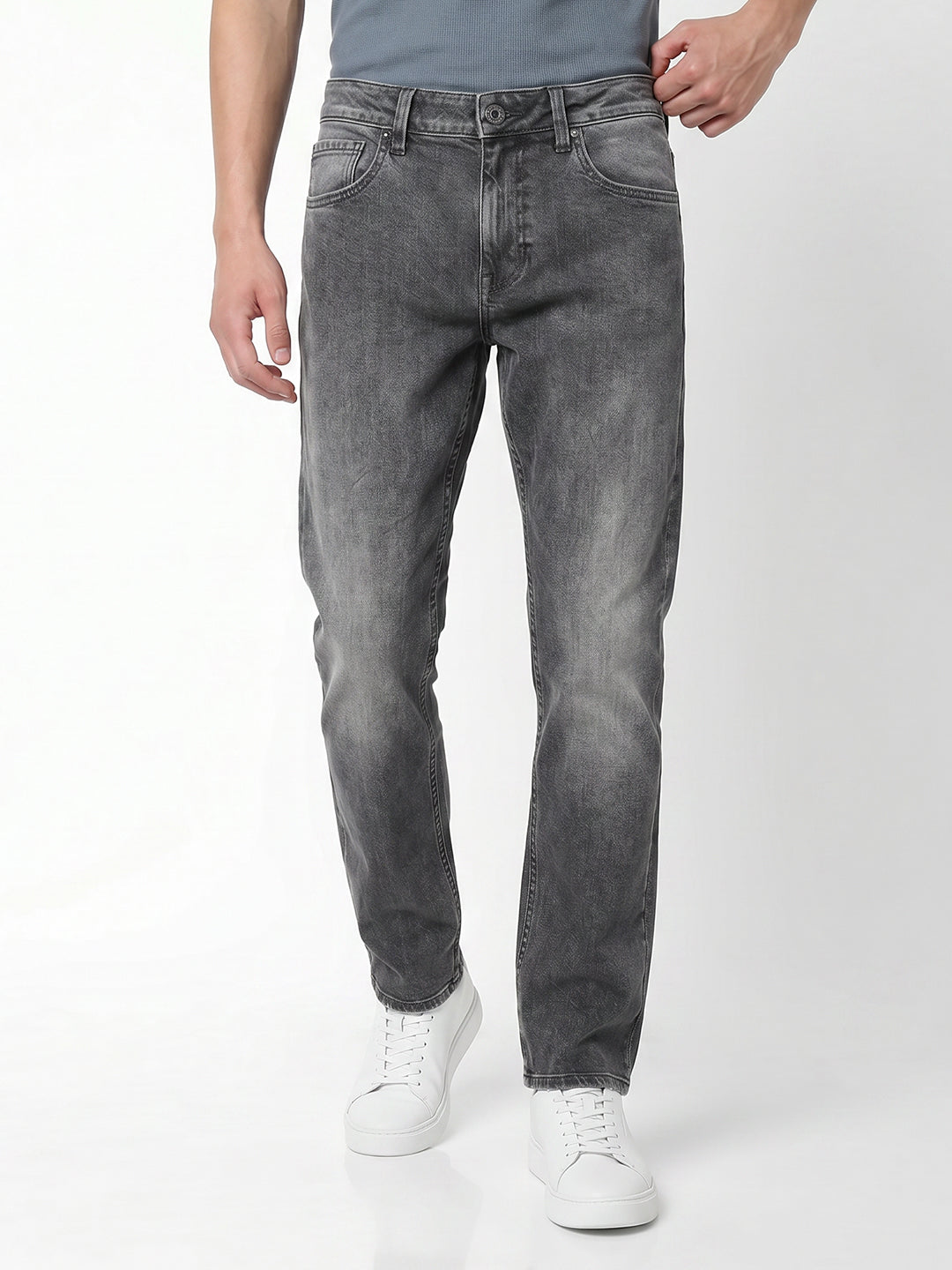 Light Grey Washed Clark Regular Fit Jeans