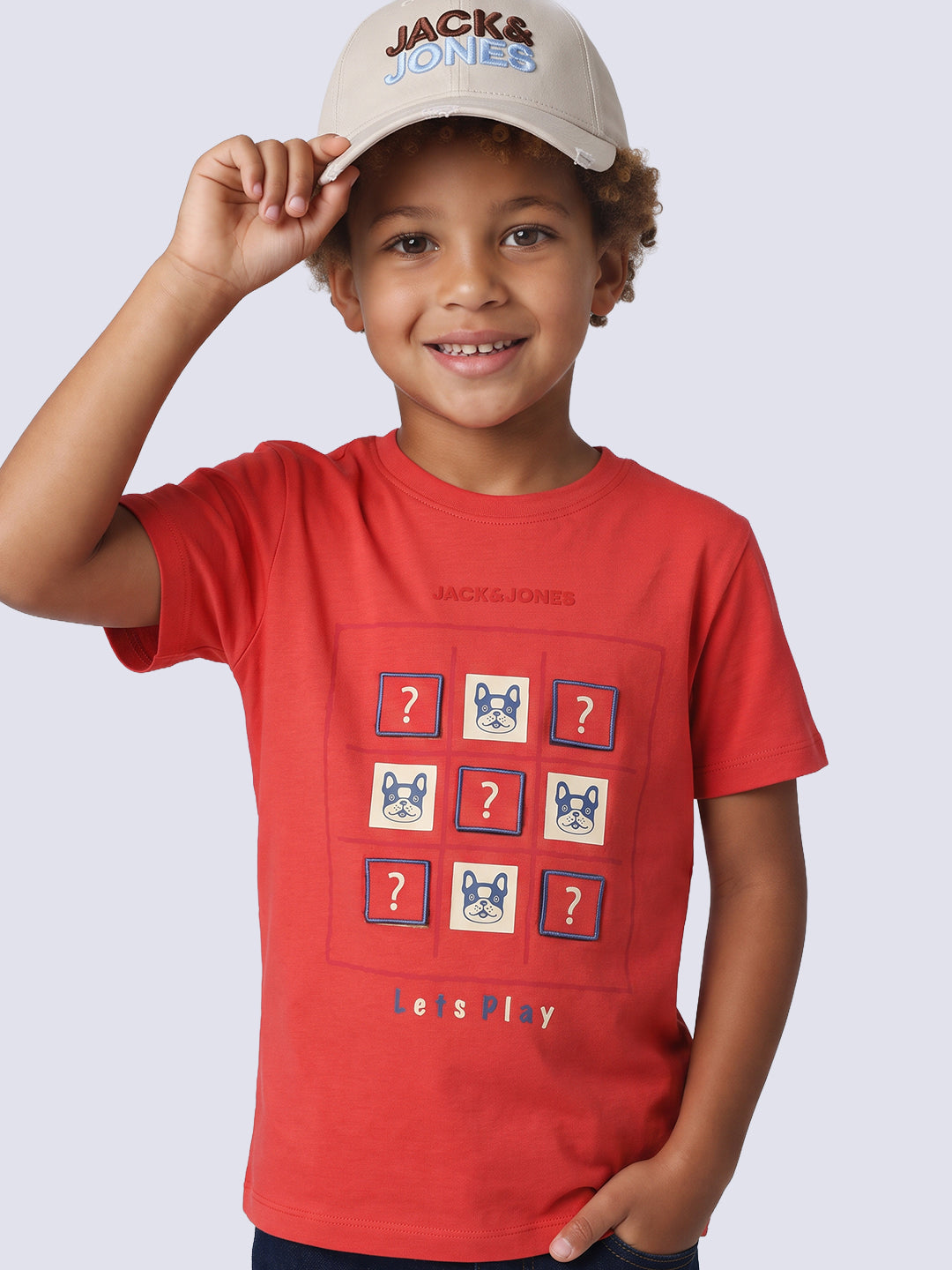 Boys Red Applique Print T-shirt