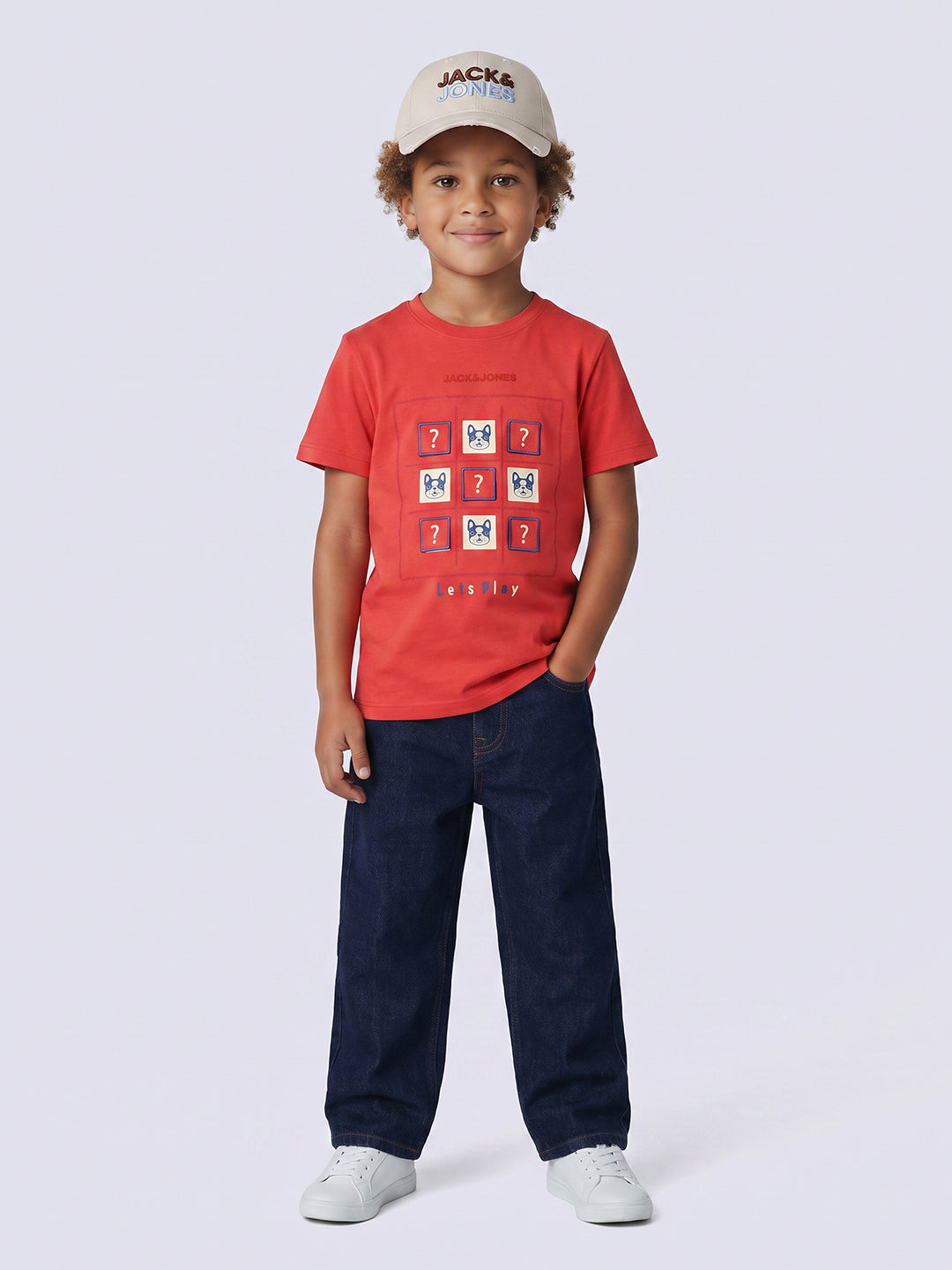 Boys Red Applique Print T-shirt