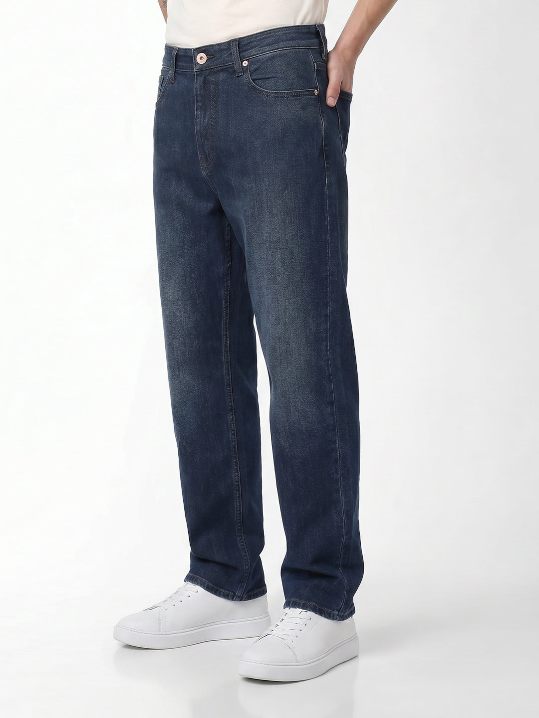 Dark Blue Washed Dario Loose Fit Jeans