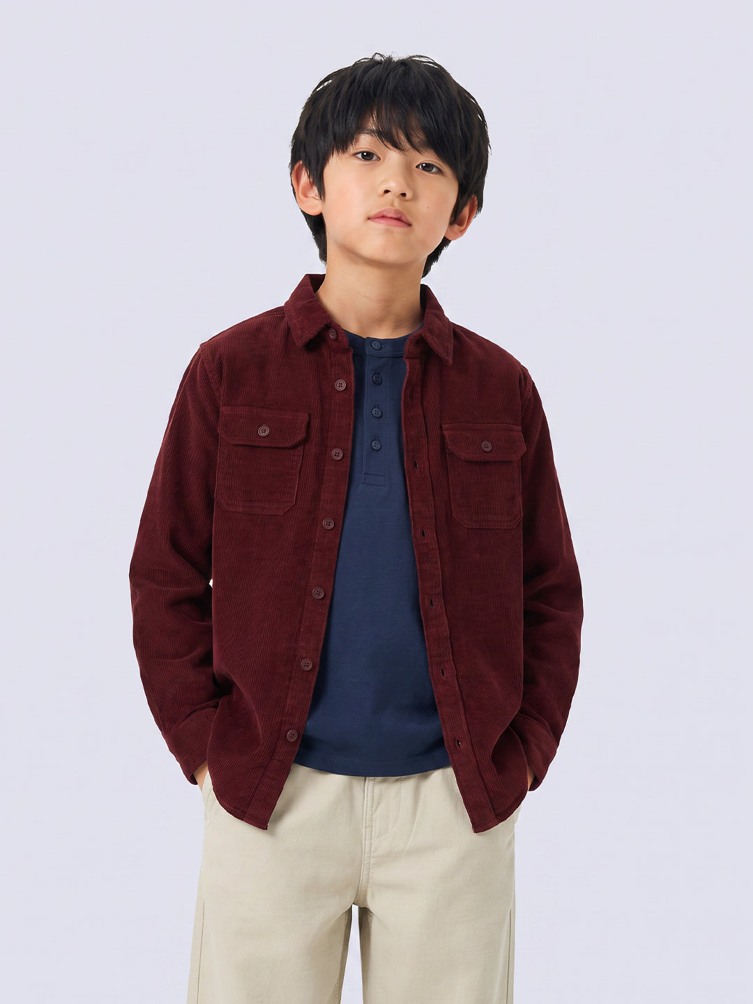 Boys Maroon Corduroy Shirt