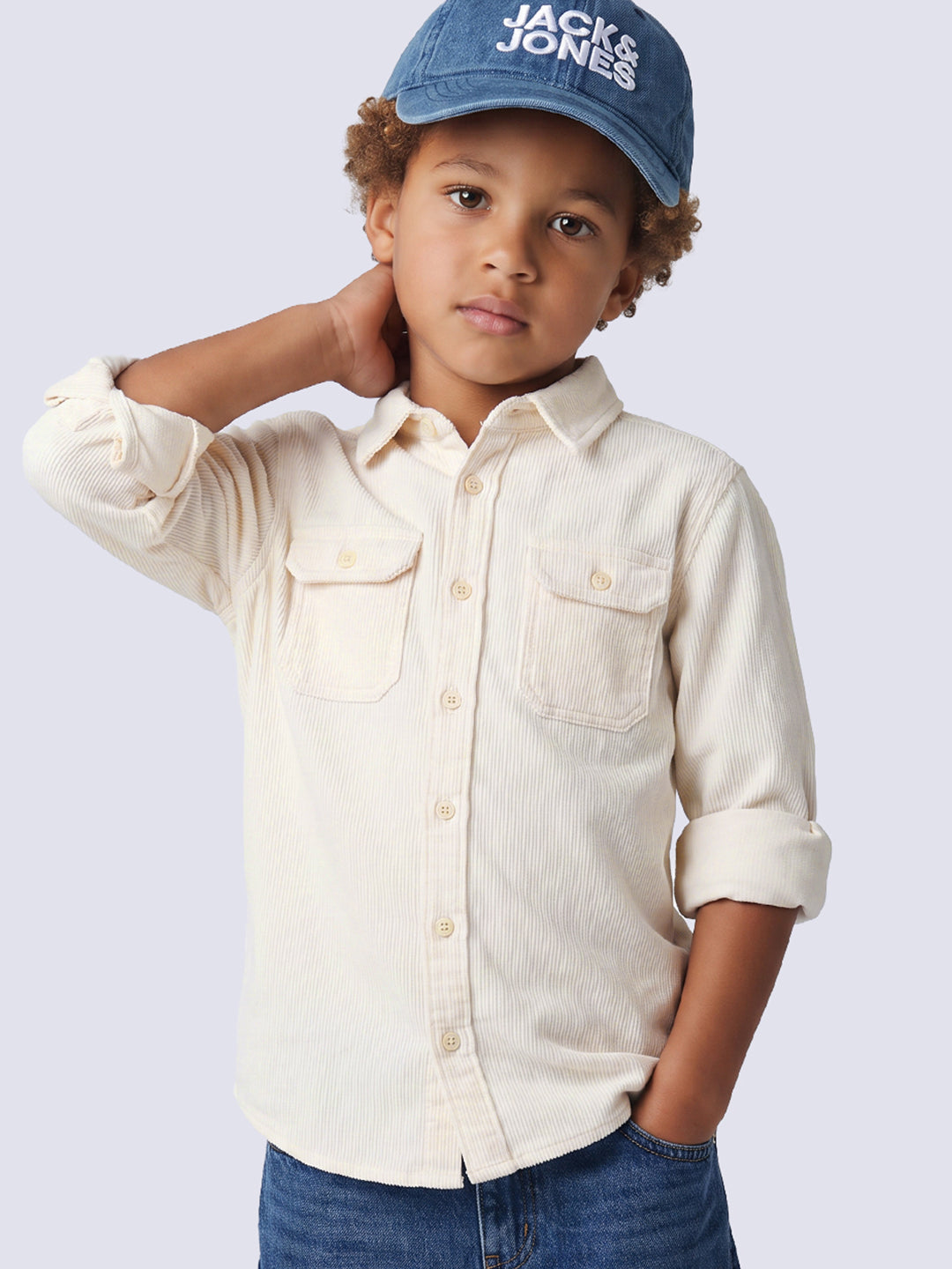 Boys Off-White Corduroy Shirt