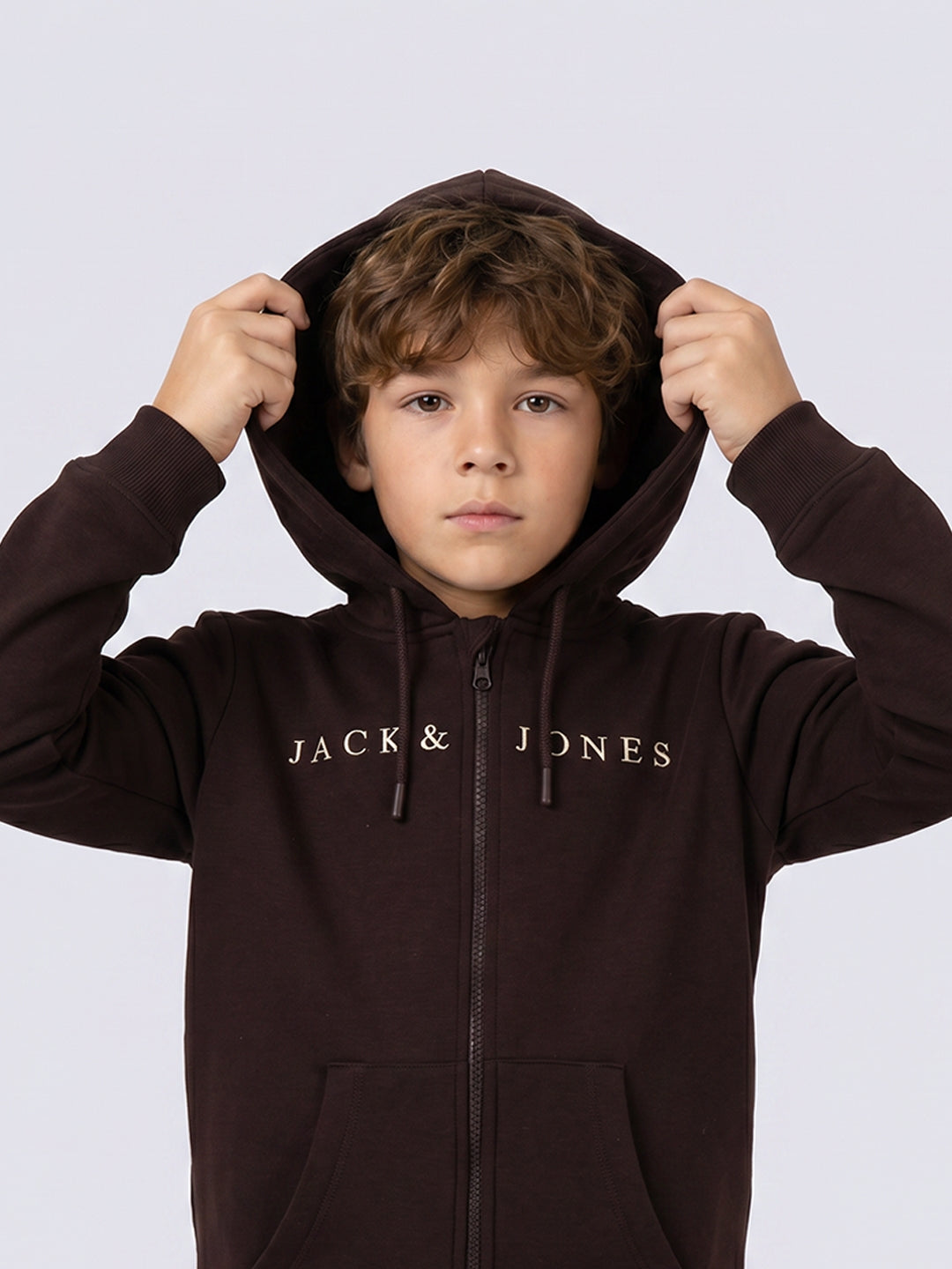 Boys Logo Print Zip-Up Hoodie