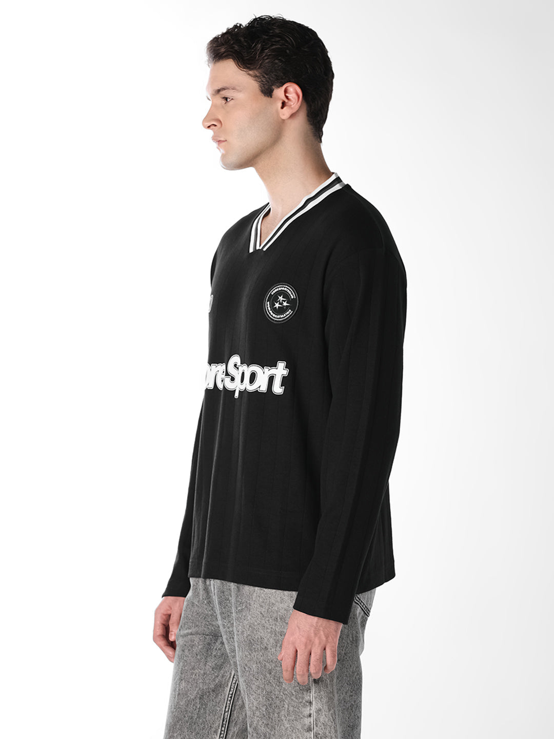 Black Printed Sporty Sweatshirt