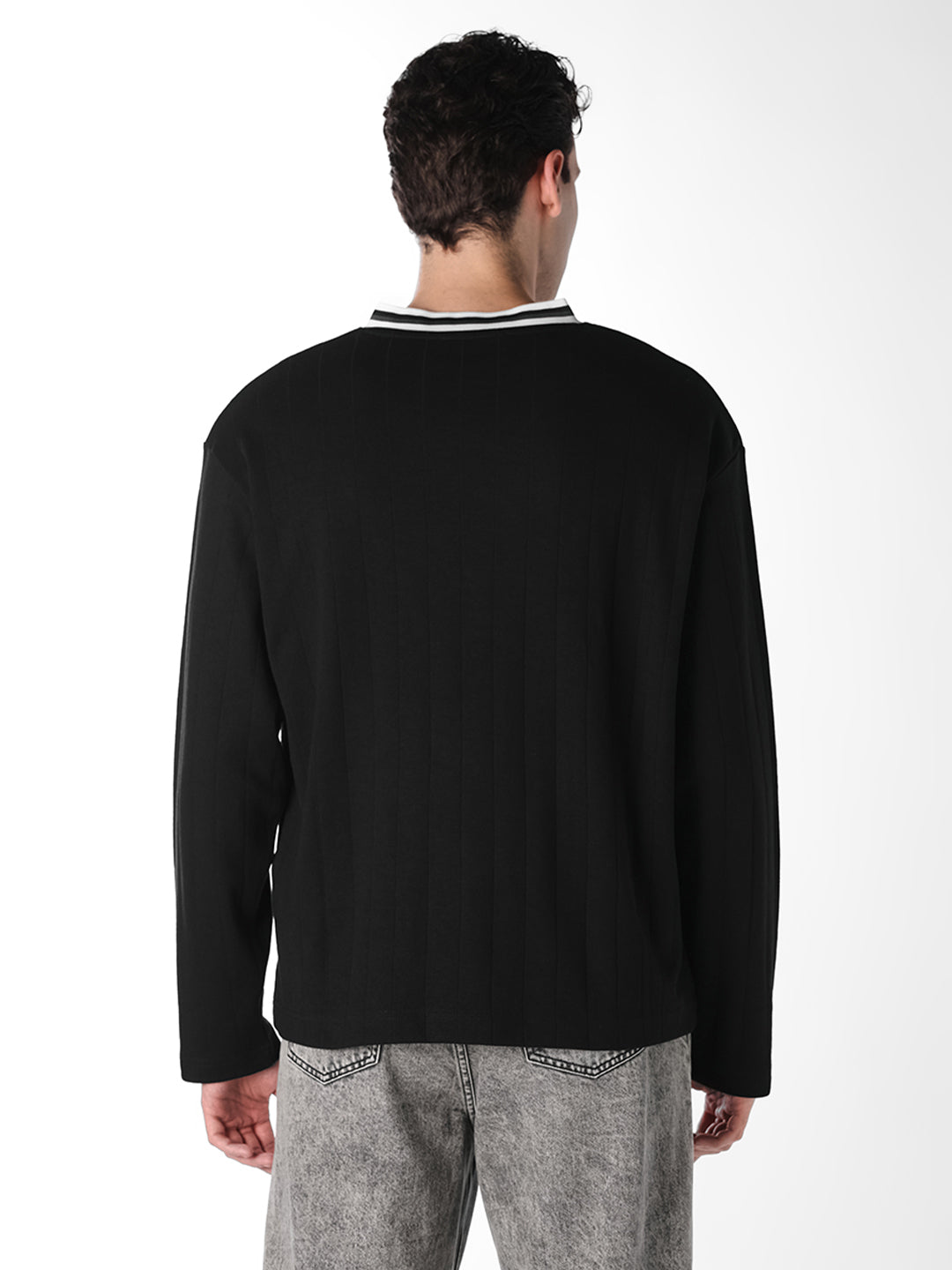 Black Printed Sporty Sweatshirt