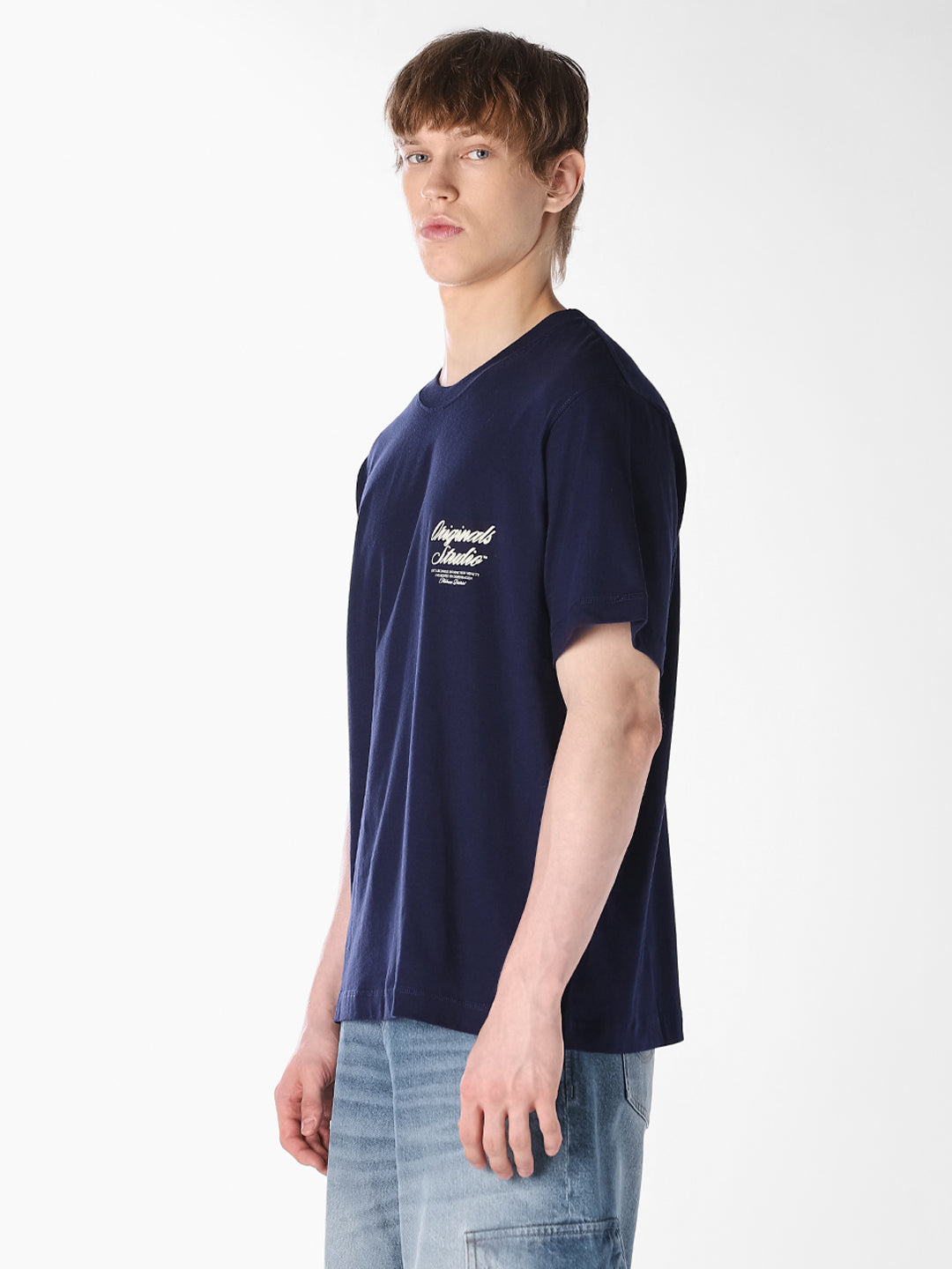 Blue Typographic Crew Neck T-shirt